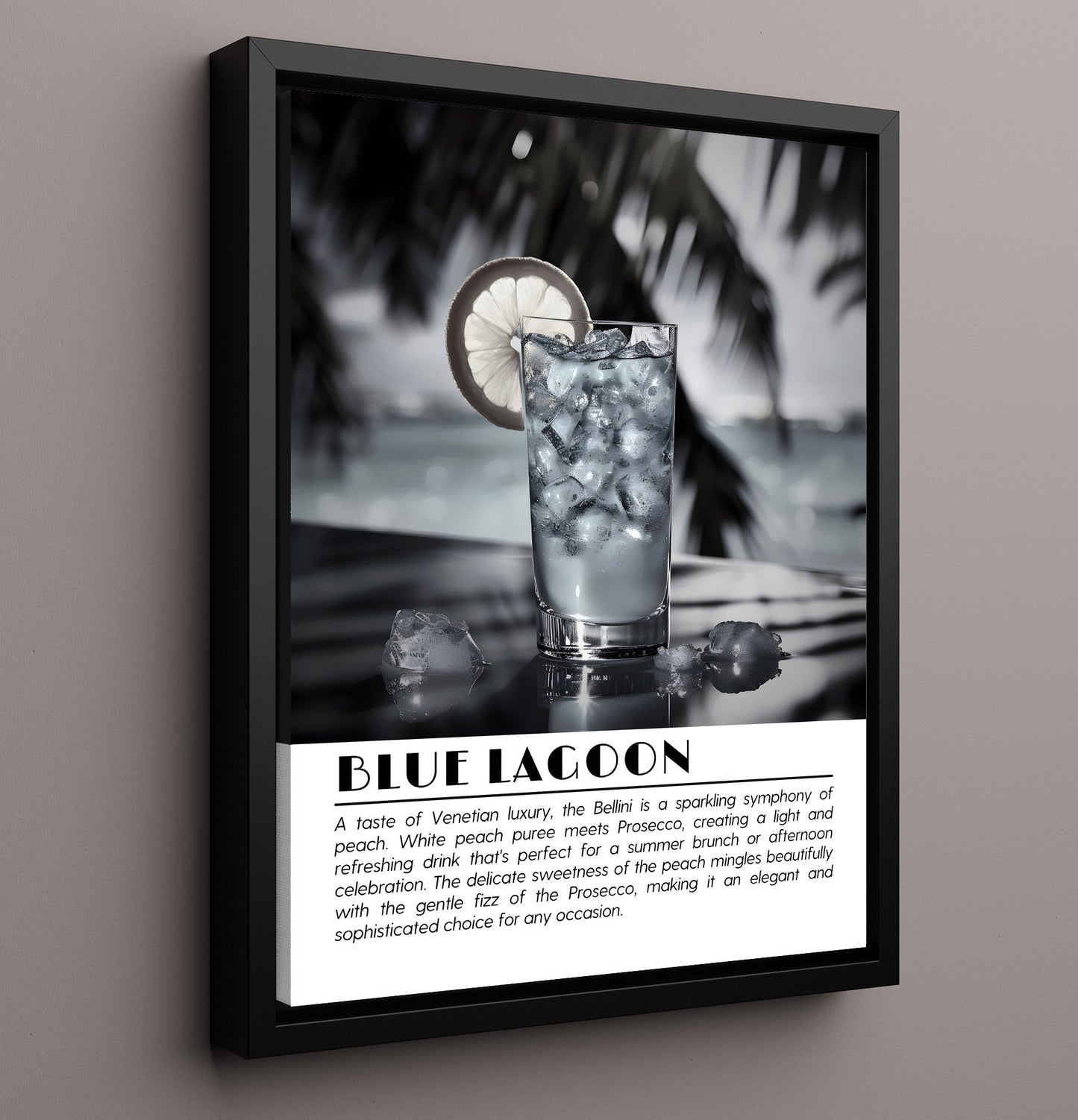 Blue Lagoon Tropical Citrus Drinks Defined Poster - 16x20 Framed Canvas