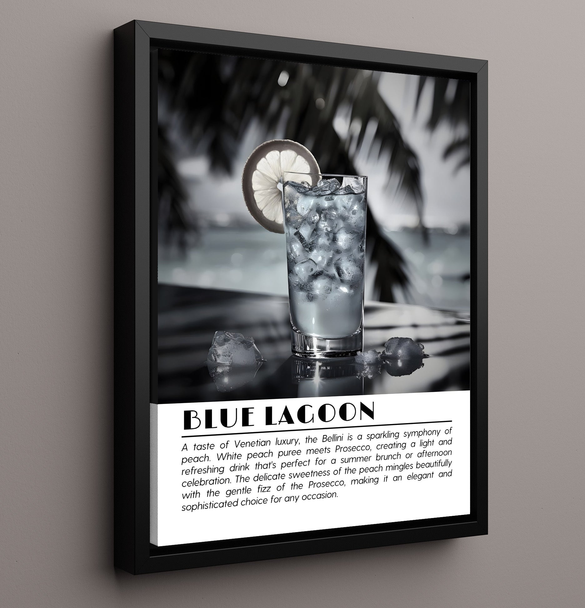 Blue Lagoon Tropical Citrus Drinks Defined Poster - 16x20 Framed Canvas