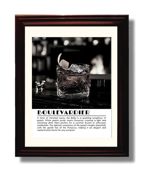 Boulevardier Whiskey Classic Drinks Defined Poster - 8x10 Beveled Frame