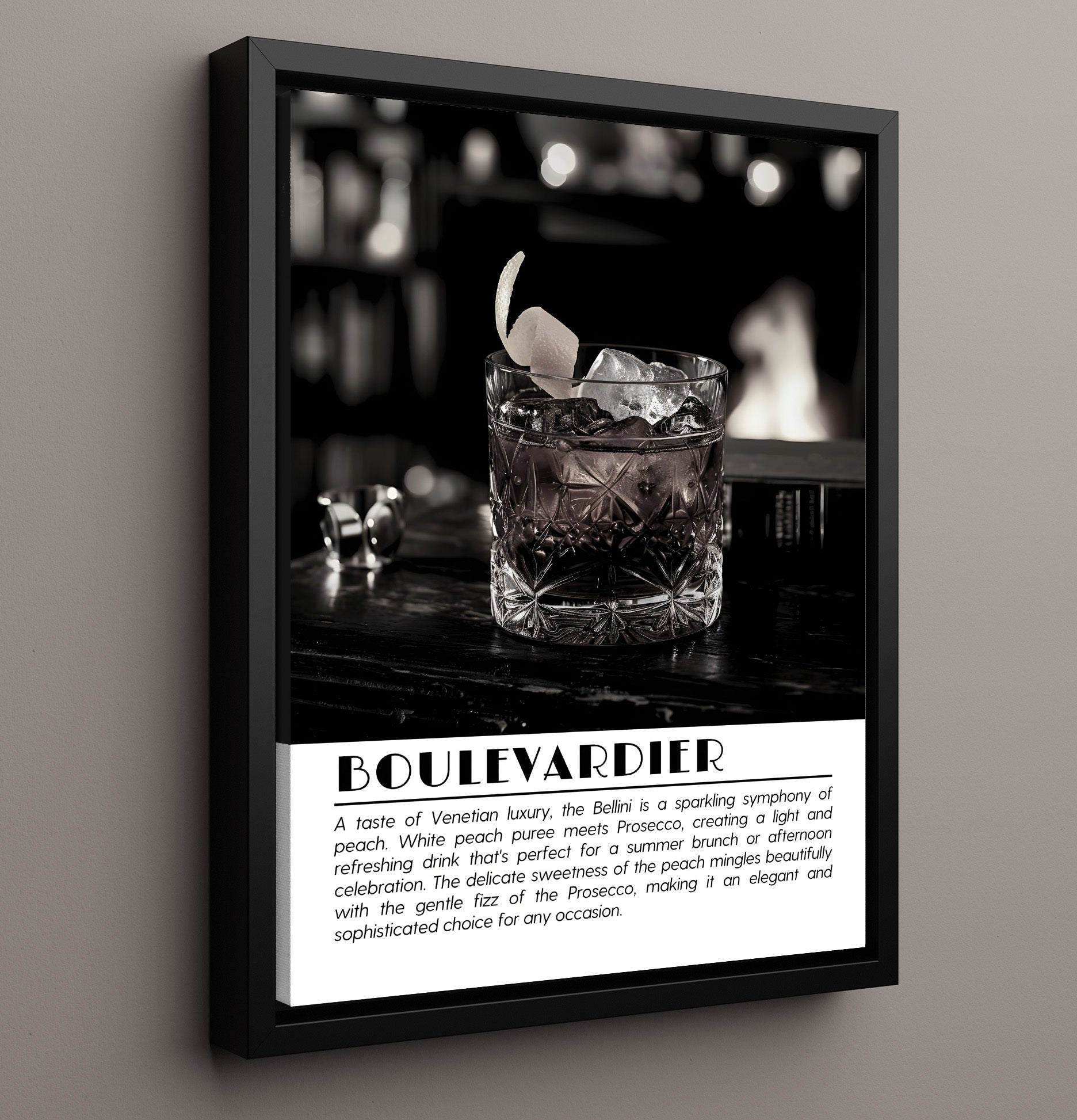 Boulevardier Whiskey Classic Drinks Defined Poster - 16x20 Framed Canvas