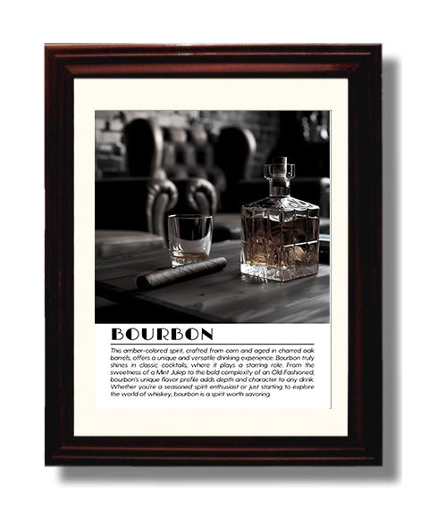 Bourbon Cigar Lounge Drinks Defined Poster - 8x10 Beveled Frame