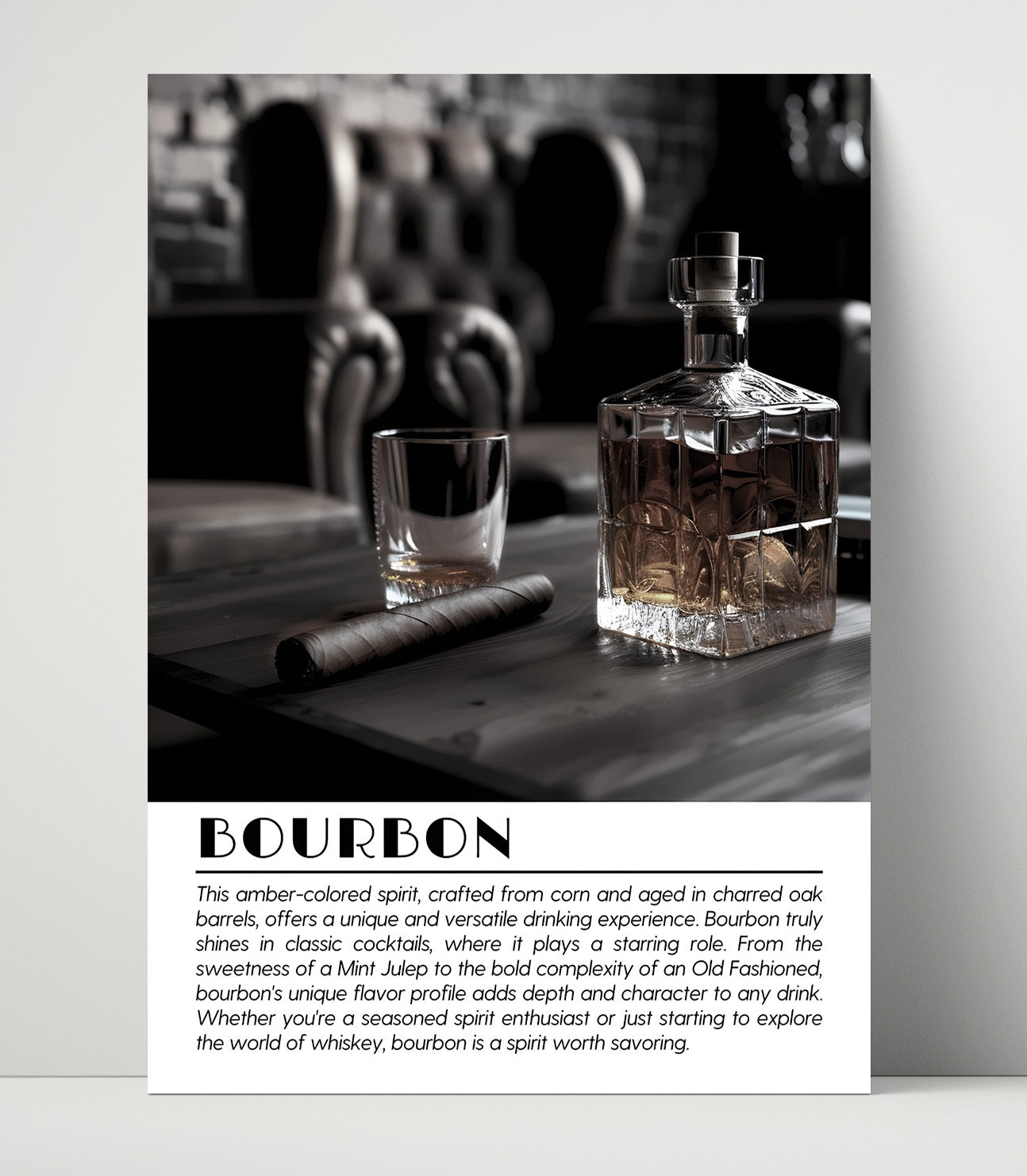 Bourbon Cigar Lounge Drinks Defined Poster - 16x20 Unframed Print
