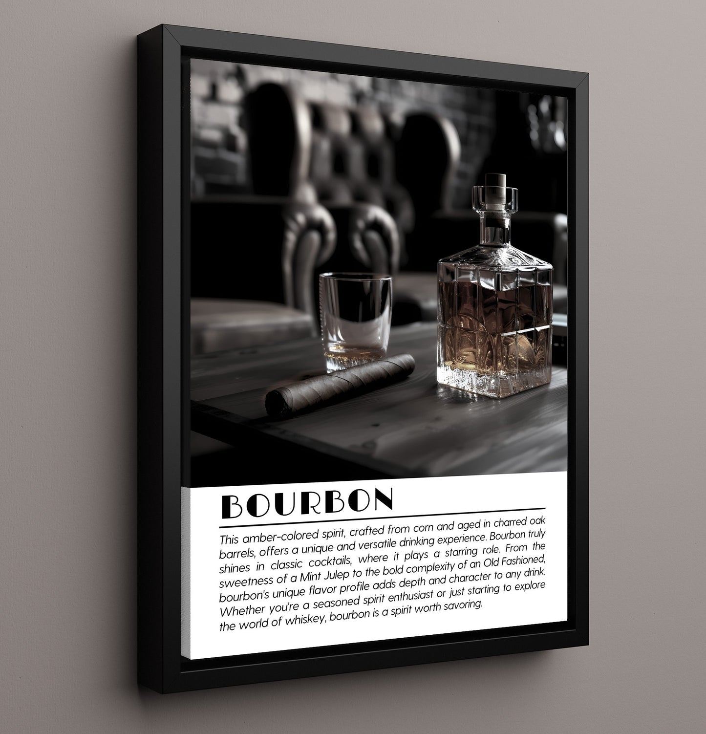 Bourbon Cigar Lounge Drinks Defined Poster - 16x20 Framed Canvas