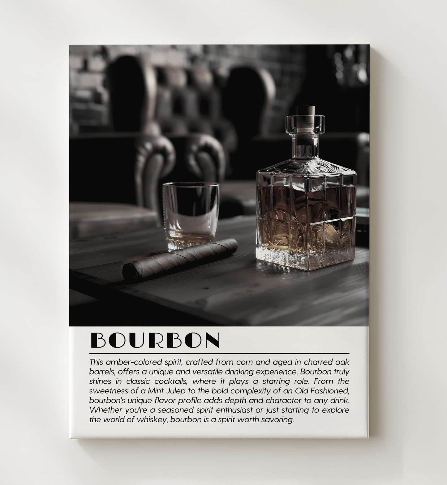 Bourbon Cigar Lounge Drinks Defined Poster - 20x24 Canvas