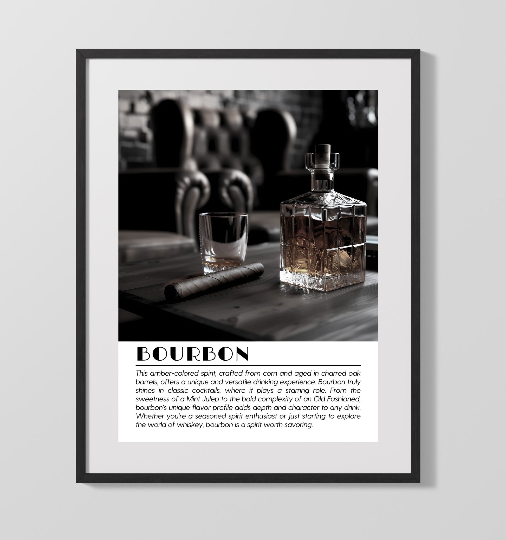 Bourbon Cigar Lounge Drinks Defined Poster - 16x20 Gallery Frame