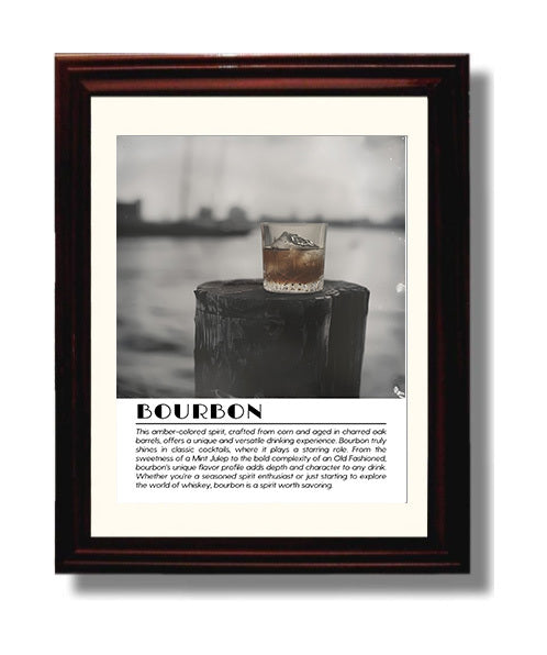 Bourbon Harbor Tumbler Drinks Defined Poster - 8x10 Beveled Frame