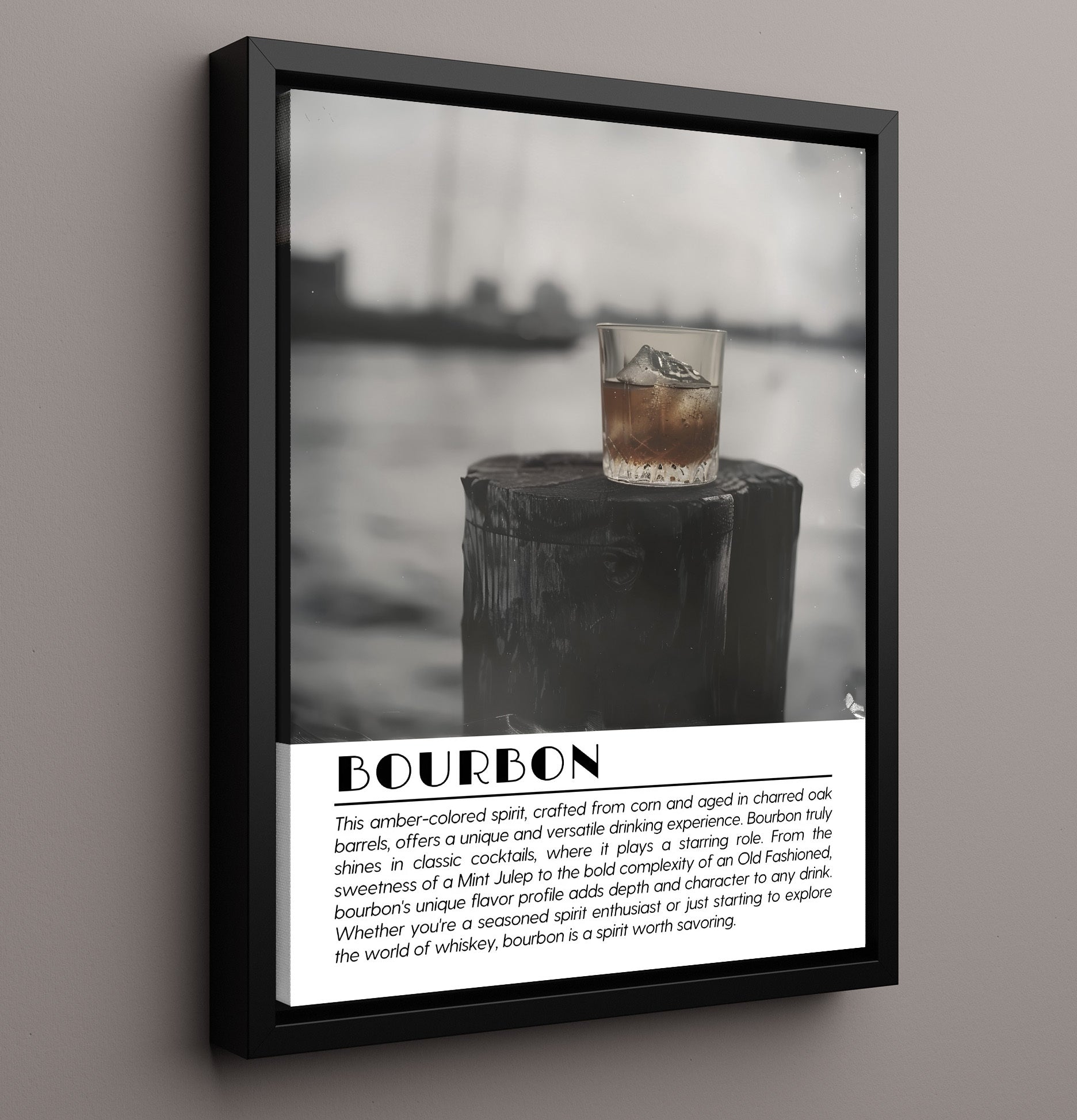 Bourbon Harbor Tumbler Drinks Defined Poster - 16x20 Framed Canvas