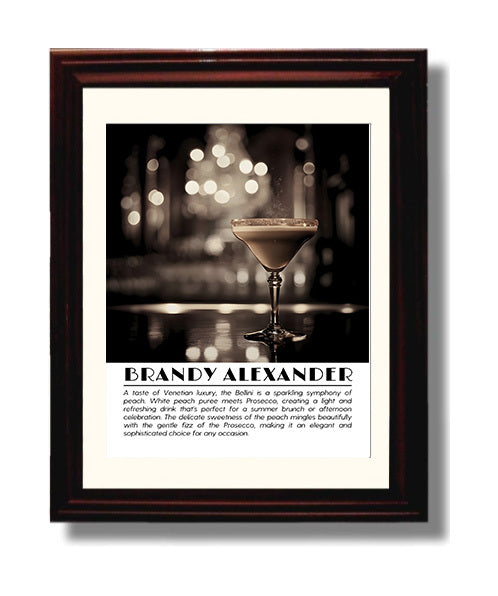 Brandy Alexander Velvet Nightcap Drinks Defined Poster - 8x10 Beveled Frame