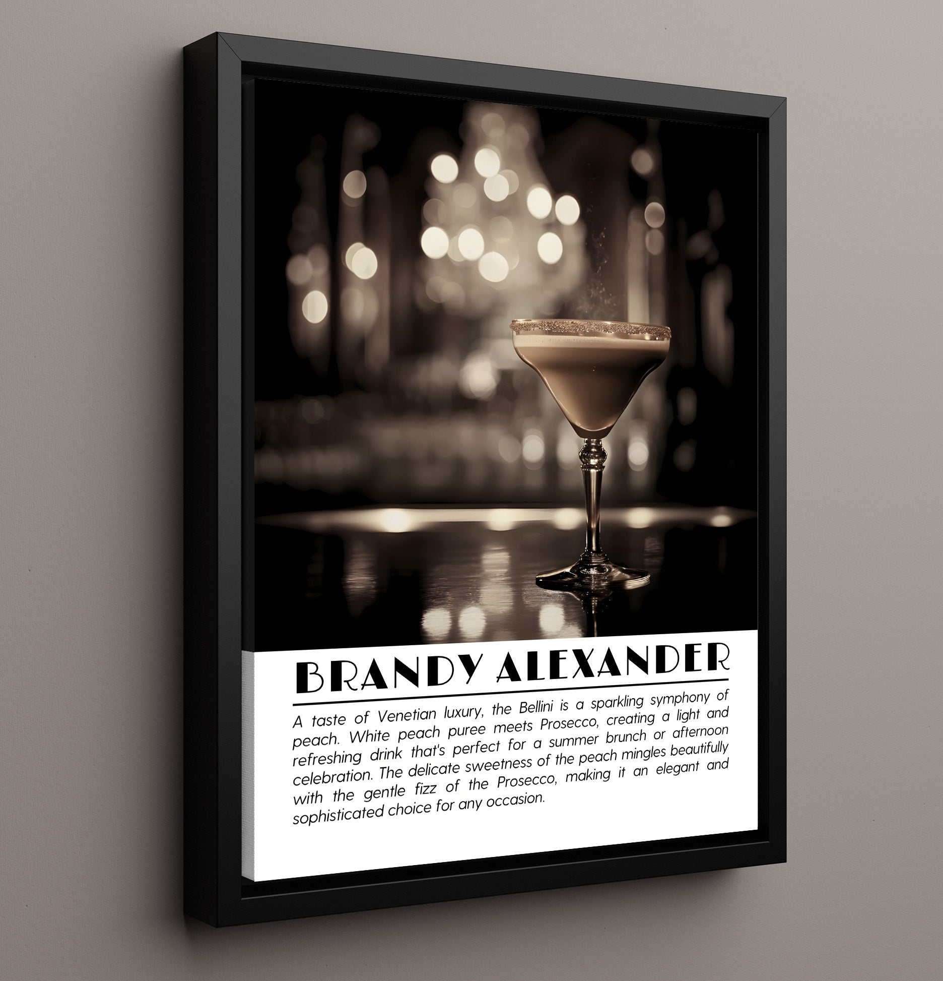 Brandy Alexander Velvet Nightcap Drinks Defined Poster - 16x20 Framed Canvas