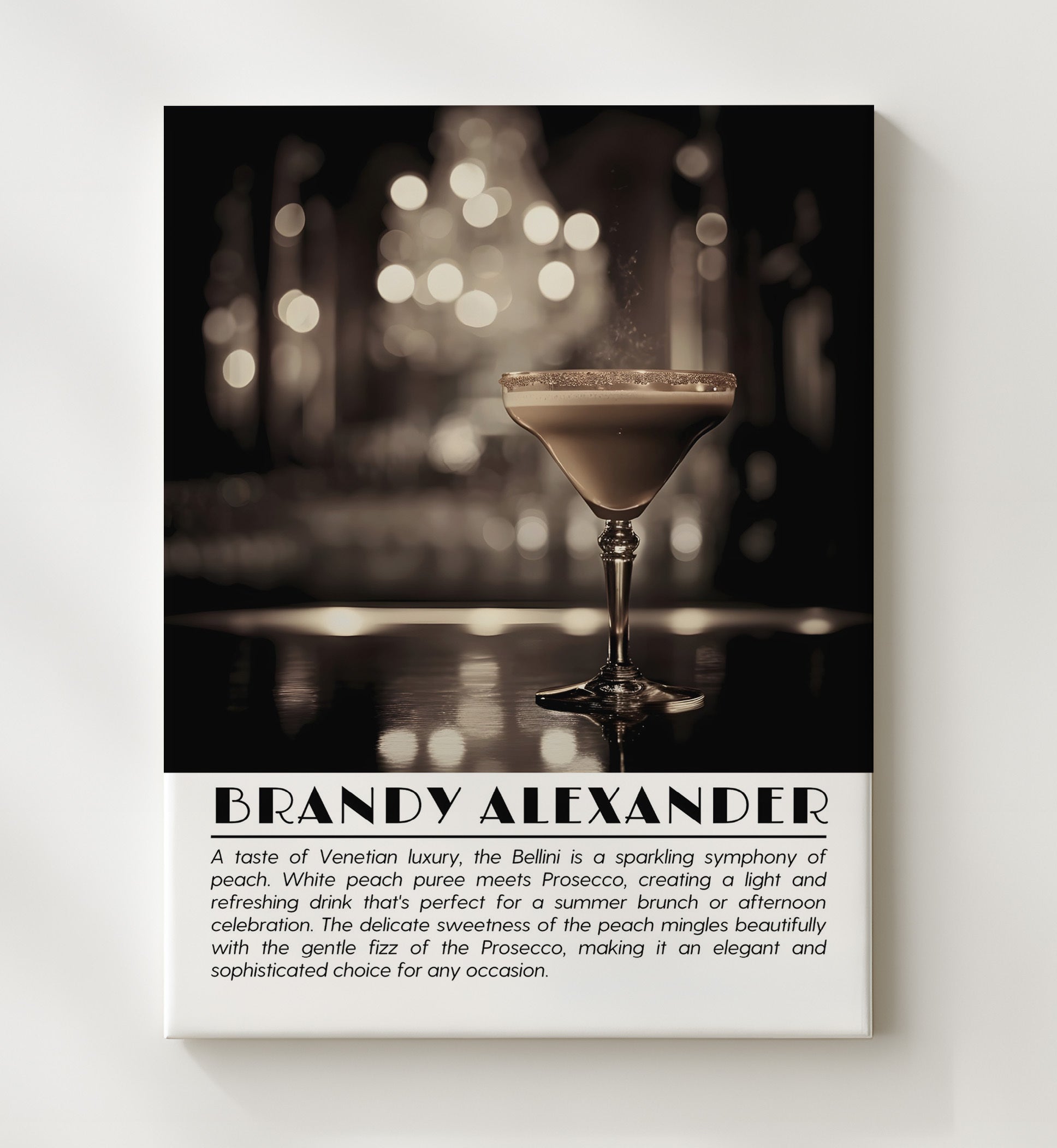 Brandy Alexander Velvet Nightcap Drinks Defined Poster - 20x24 Canvas