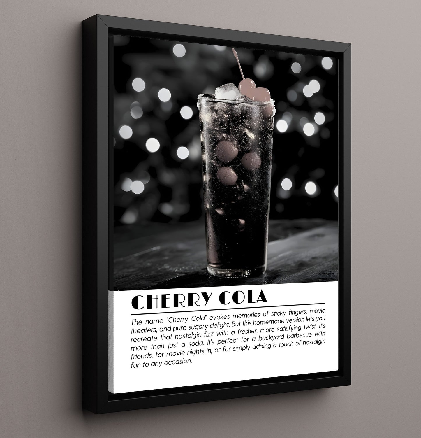 Cherry Cola Nostalgic Fizz Drinks Defined Poster - 16x20 Framed Canvas