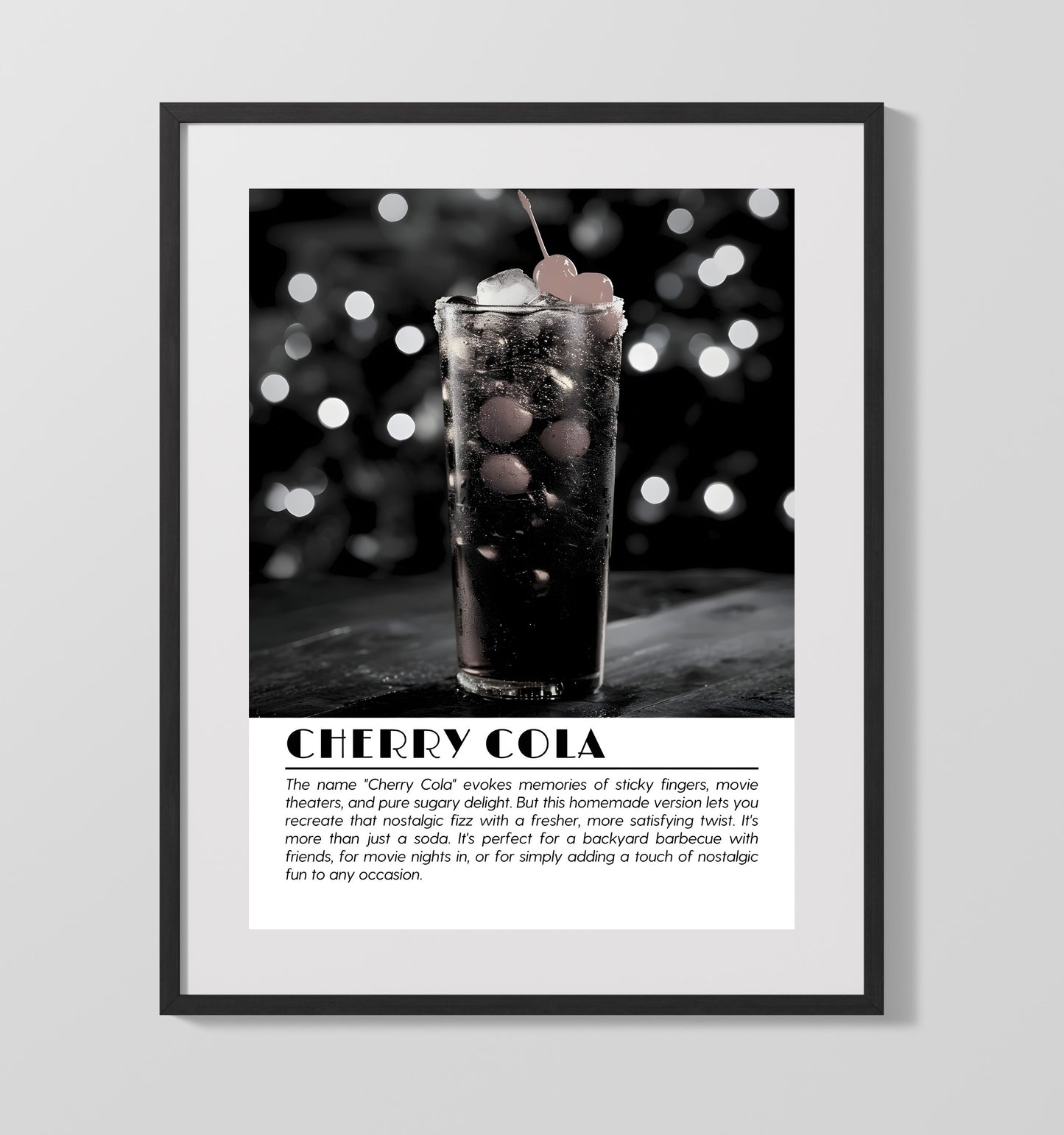 Cherry Cola Nostalgic Fizz Drinks Defined Poster - 16x20 Gallery Frame