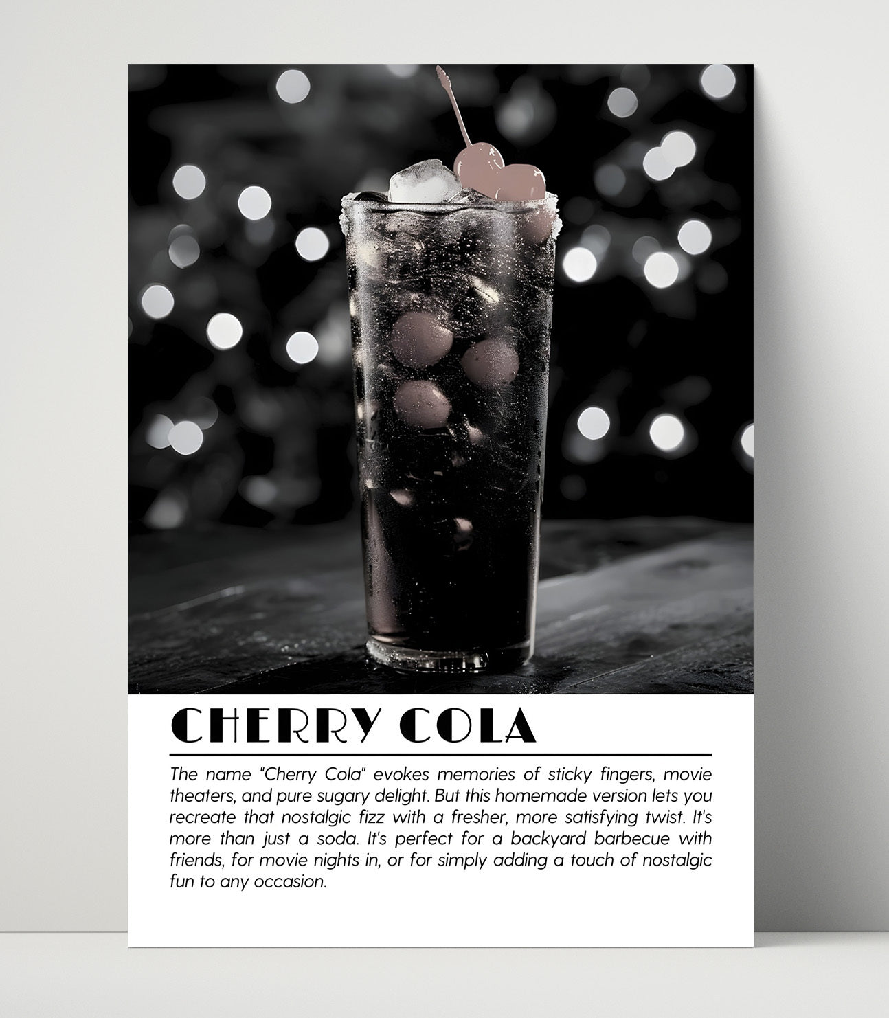 Cherry Cola Nostalgic Fizz Drinks Defined Poster - 16x20 Unframed Print