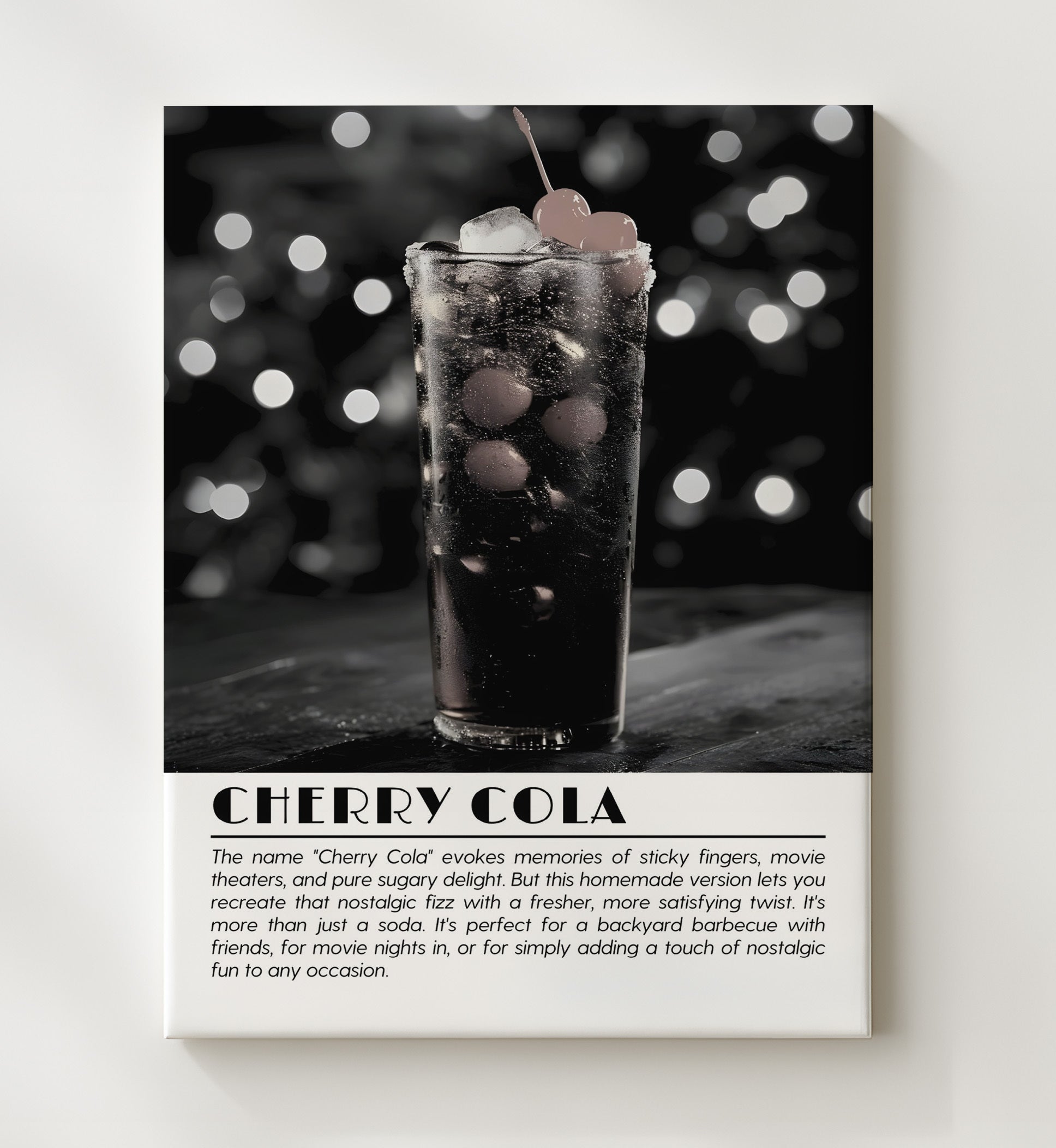 Cherry Cola Nostalgic Fizz Drinks Defined Poster - 20x24 Canvas