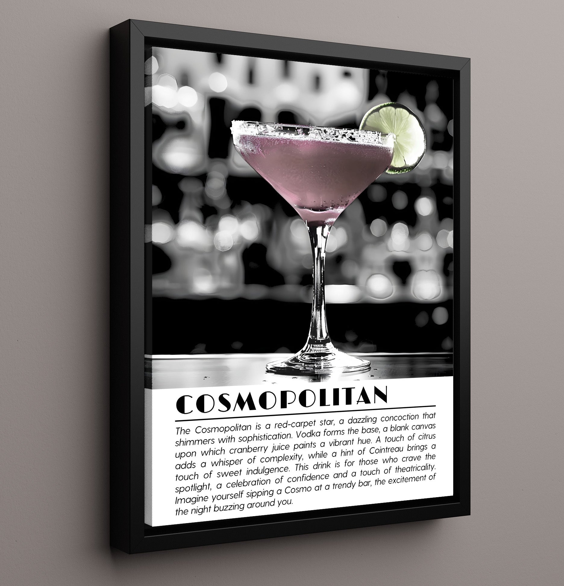Cosmopolitan Lime Twist Drinks Defined Poster - 16x20 Framed Canvas