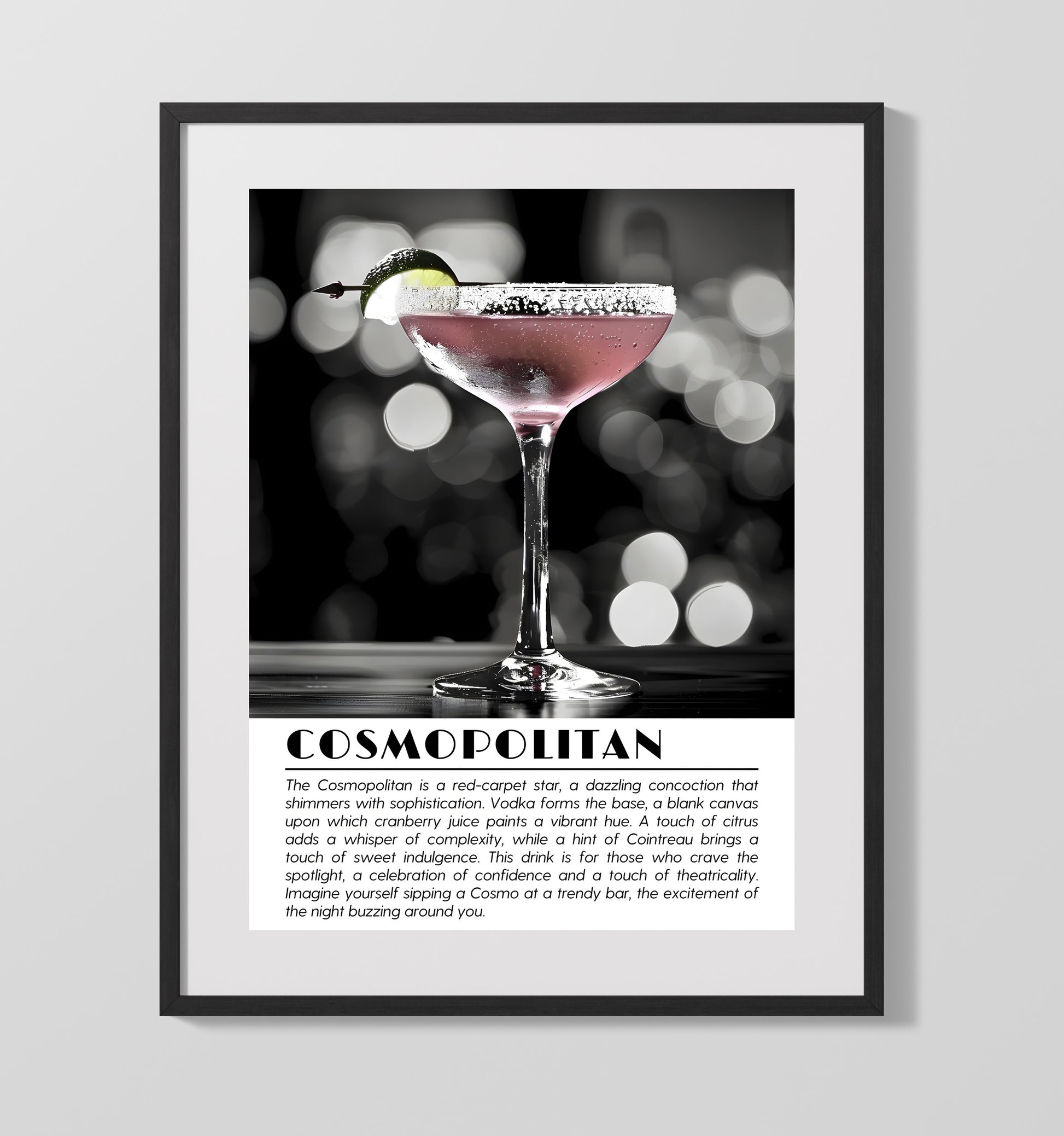 Cosmopolitan Lounge Glow Drinks Defined Poster - 16x20 Gallery Frame