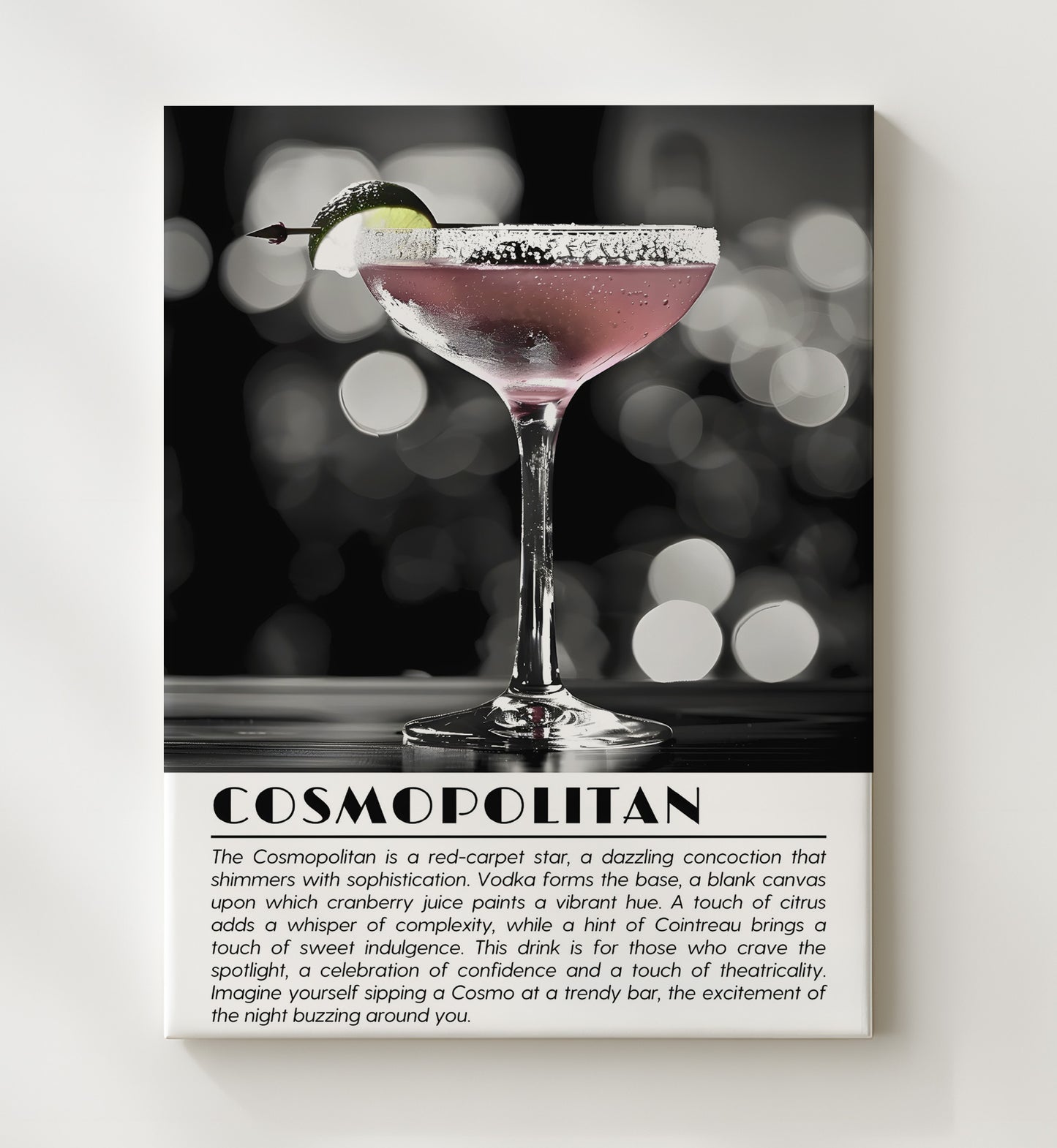 Cosmopolitan Lounge Glow Drinks Defined Poster - 20x24 Canvas