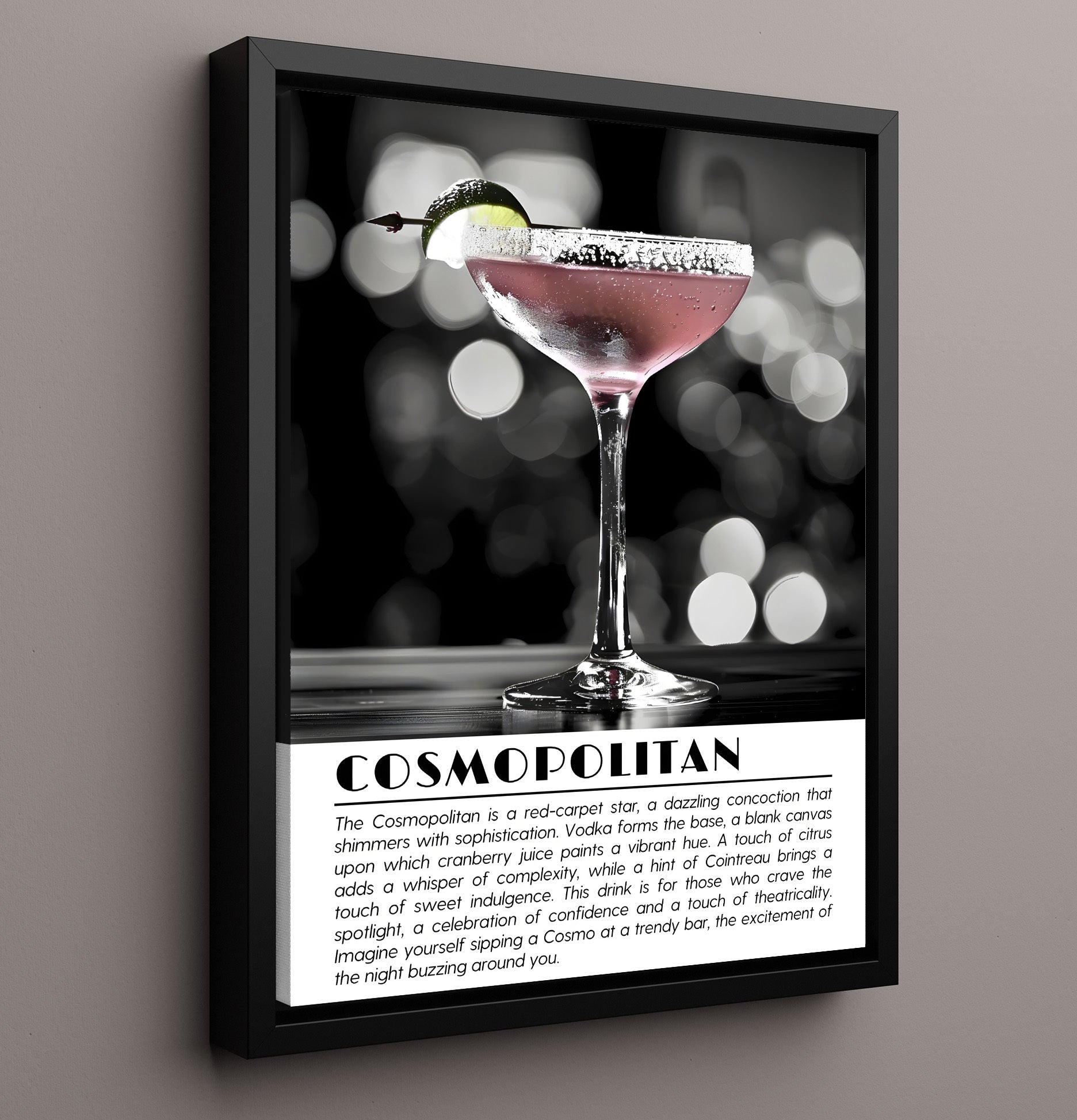 Cosmopolitan Lounge Glow Drinks Defined Poster - 16x20 Framed Canvas