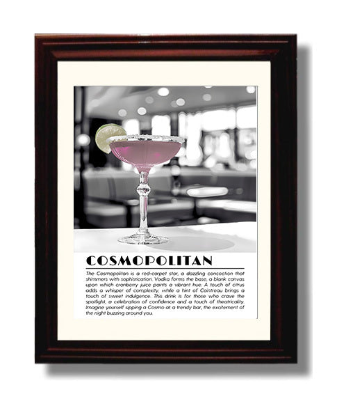 Cosmopolitan Modern Martini Drinks Defined Poster - 8x10 Beveled Frame