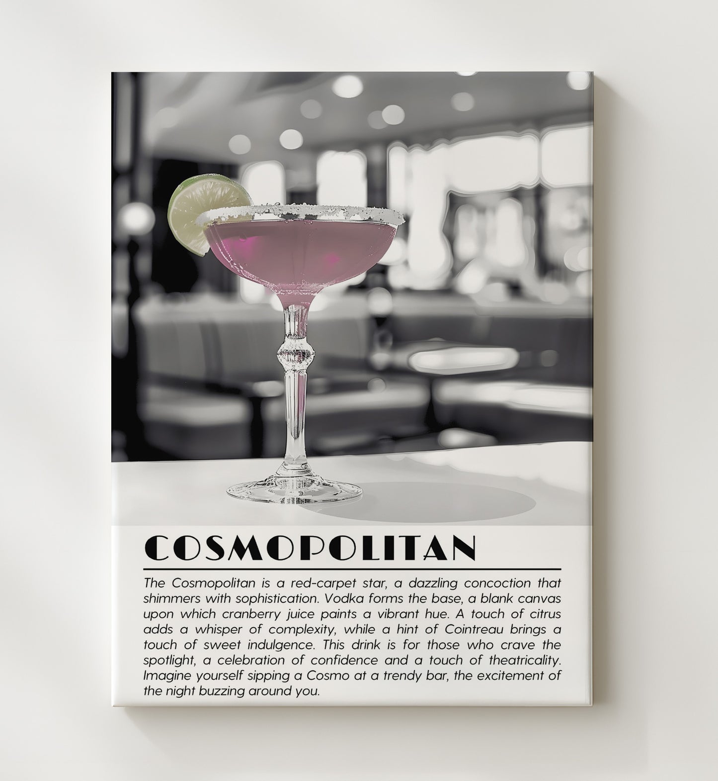 Cosmopolitan Modern Martini Drinks Defined Poster - 20x24 Canvas