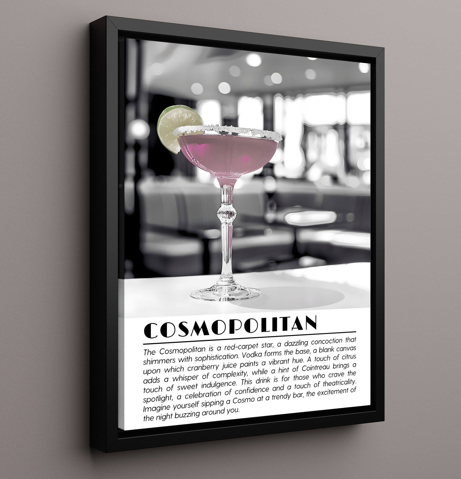 Cosmopolitan Modern Martini Drinks Defined Poster - 16x20 Framed Canvas