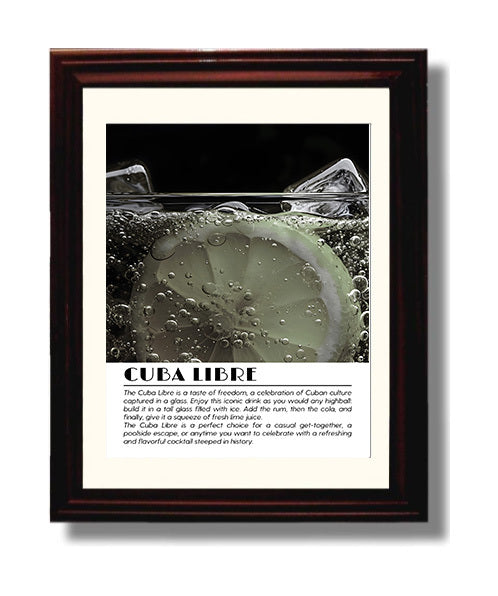 Cuba Libre Citrus Close-Up Drinks Defined Poster - 8x10 Beveled Frame