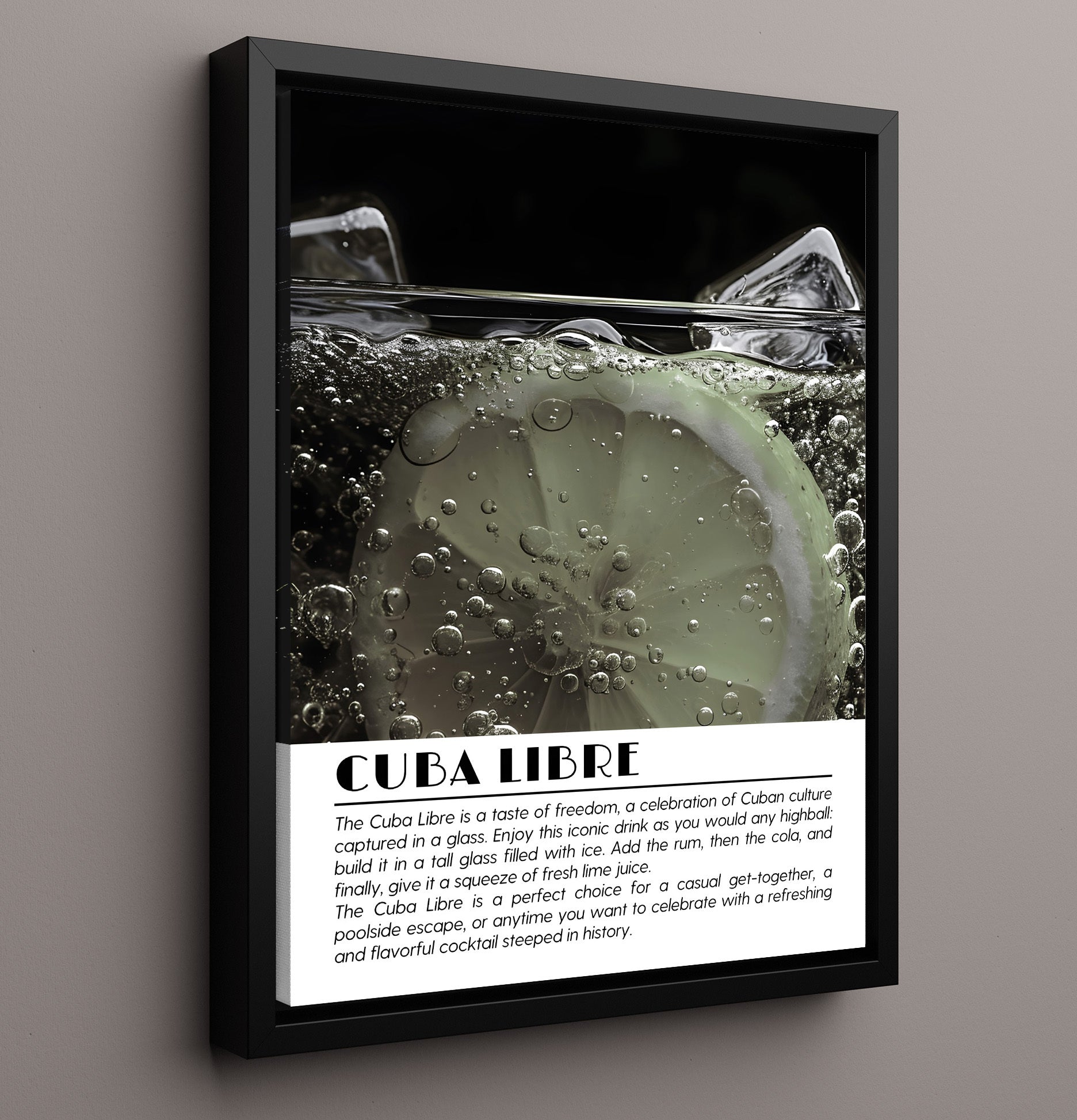 Cuba Libre Citrus Close-Up Drinks Defined Poster - 16x20 Framed Canvas
