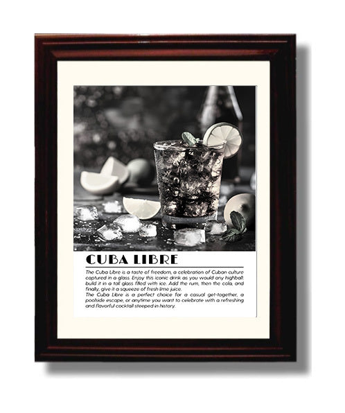 Cuba Libre Classic Highball Drinks Defined Poster - 8x10 Beveled Frame