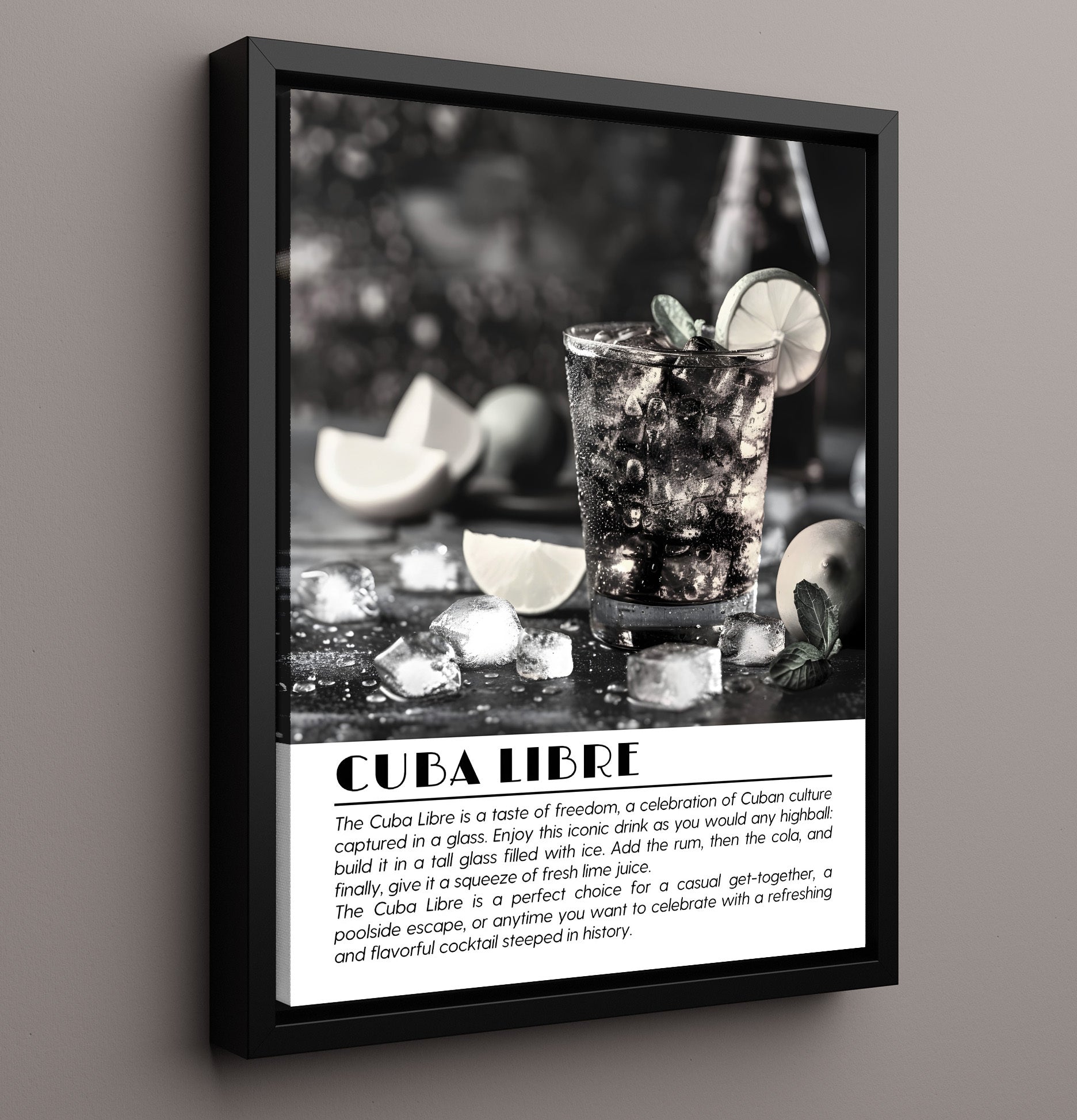Cuba Libre Classic Highball Drinks Defined Poster - 16x20 Framed Canvas