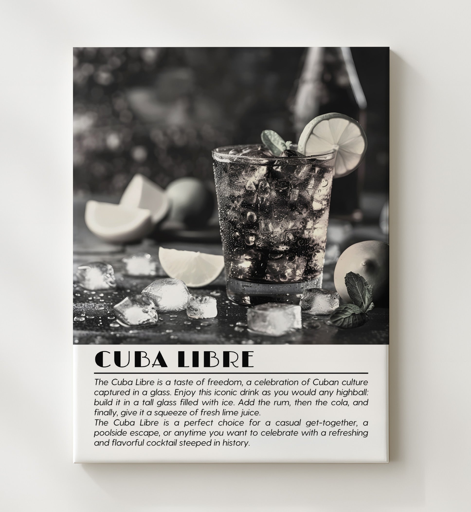 Cuba Libre Classic Highball Drinks Defined Poster - 20x24 Canvas