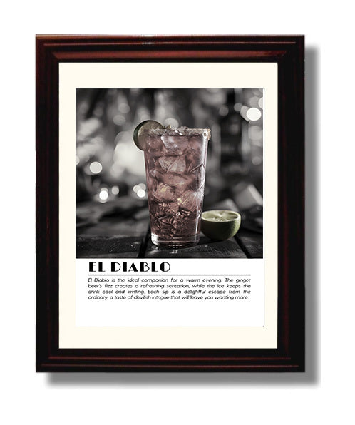 El Diablo Ginger Spice Drinks Defined Poster - 8x10 Beveled Frame