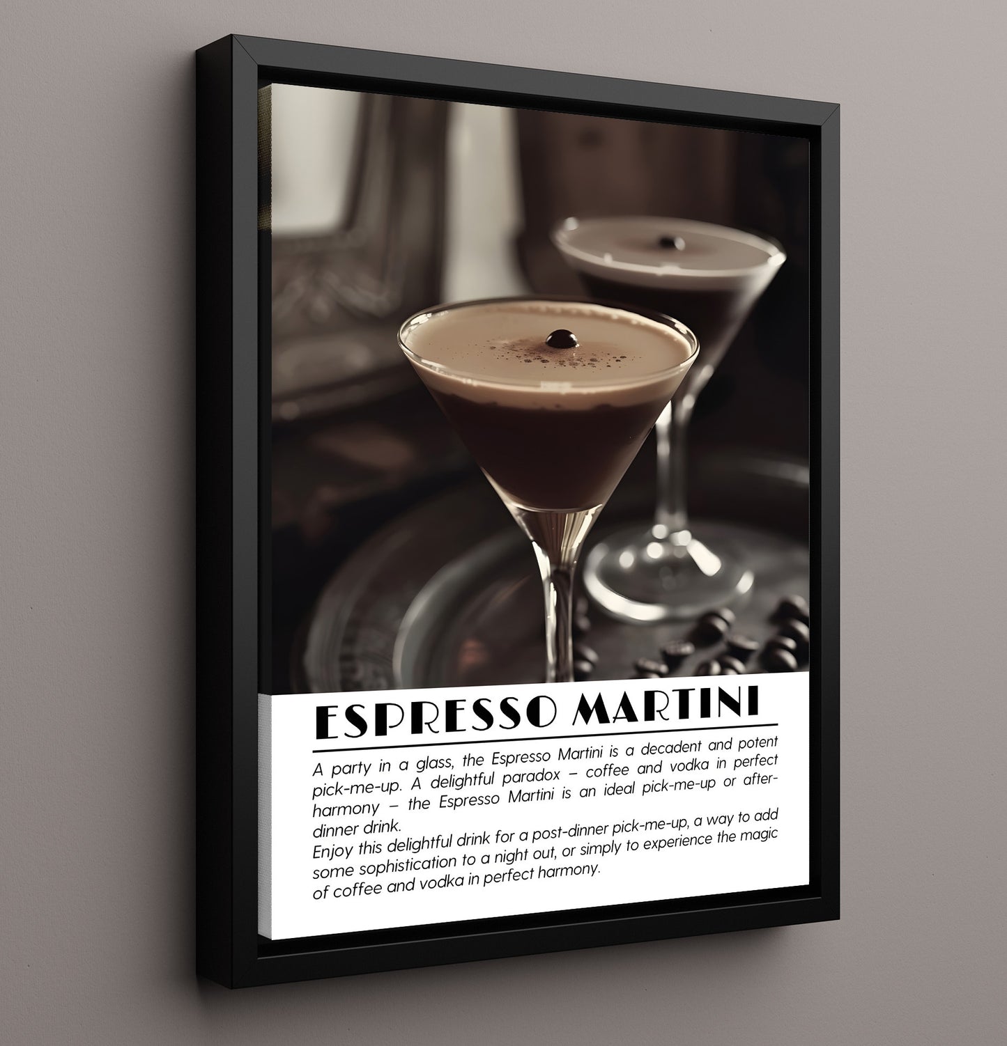 Espresso Martini Coffee Indulgence Drinks Defined Poster - 16x20 Framed Canvas