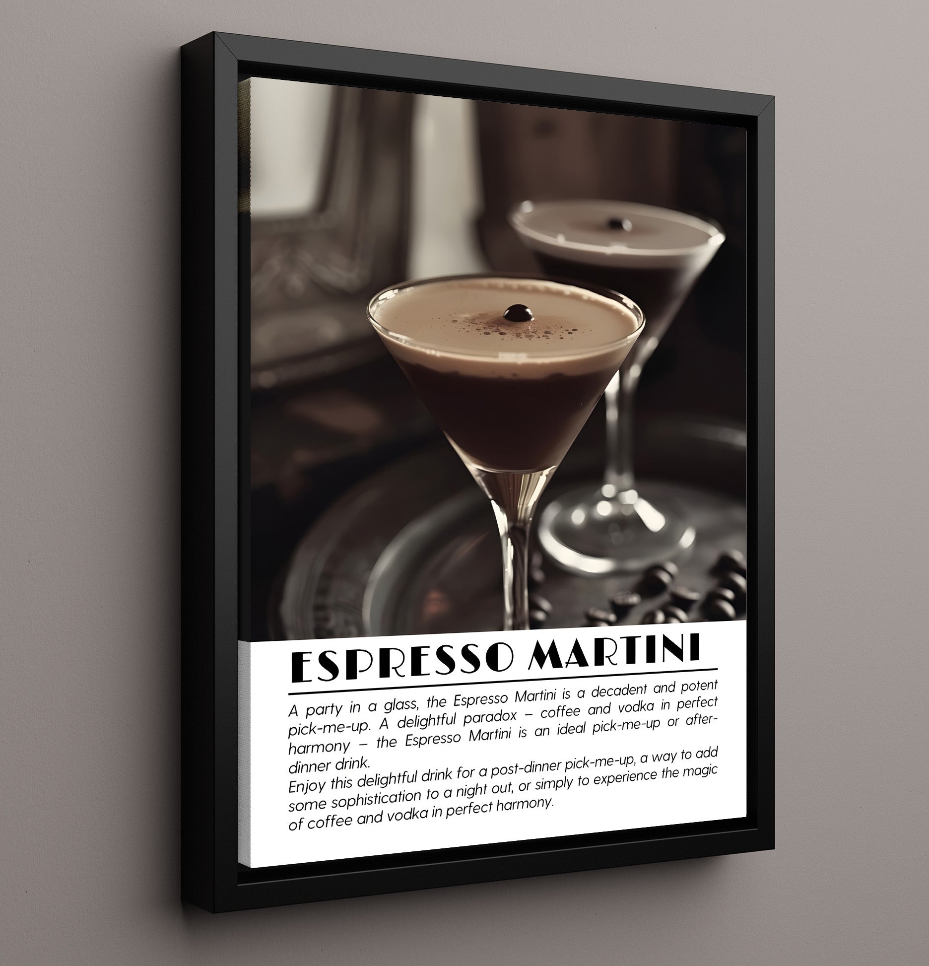 Espresso Martini Coffee Indulgence Drinks Defined Poster - 16x20 Framed Canvas