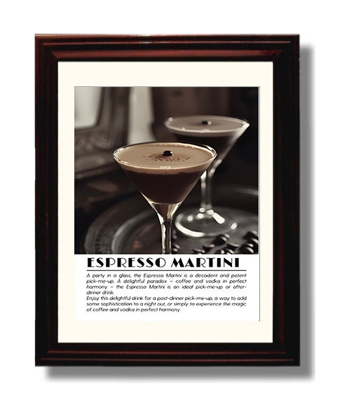Espresso Martini Coffee Indulgence Drinks Defined Poster - 8x10 Beveled Frame