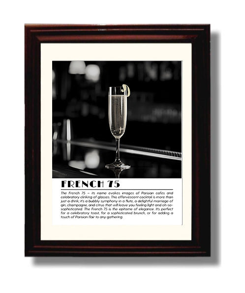 French 75 Parisian Sparkle Drinks Defined Poster - 8x10 Beveled Frame