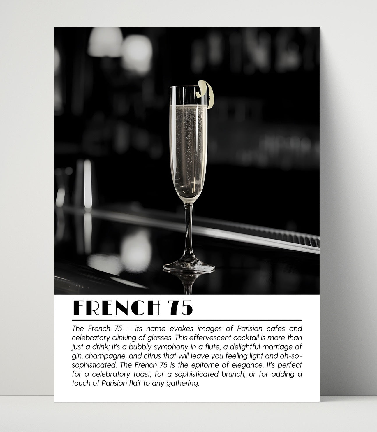 French 75 Parisian Sparkle Drinks Defined Poster - 16x20 Unframed Print