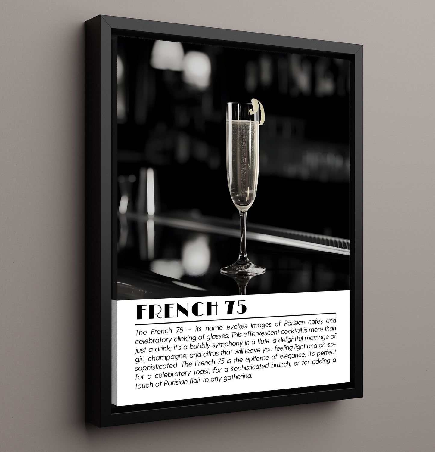 French 75 Parisian Sparkle Drinks Defined Poster - 16x20 Framed Canvas