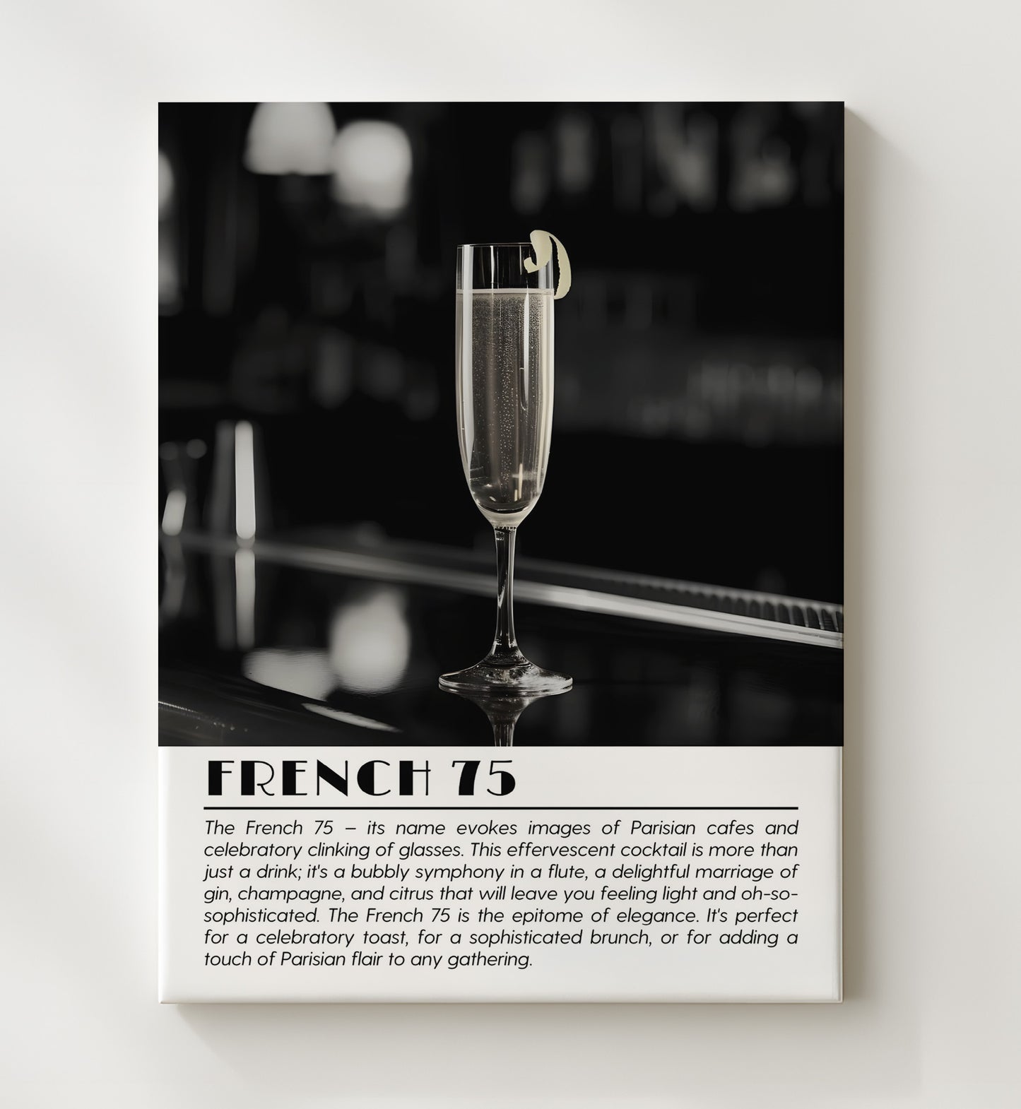 French 75 Parisian Sparkle Drinks Defined Poster - 20x24 Canvas