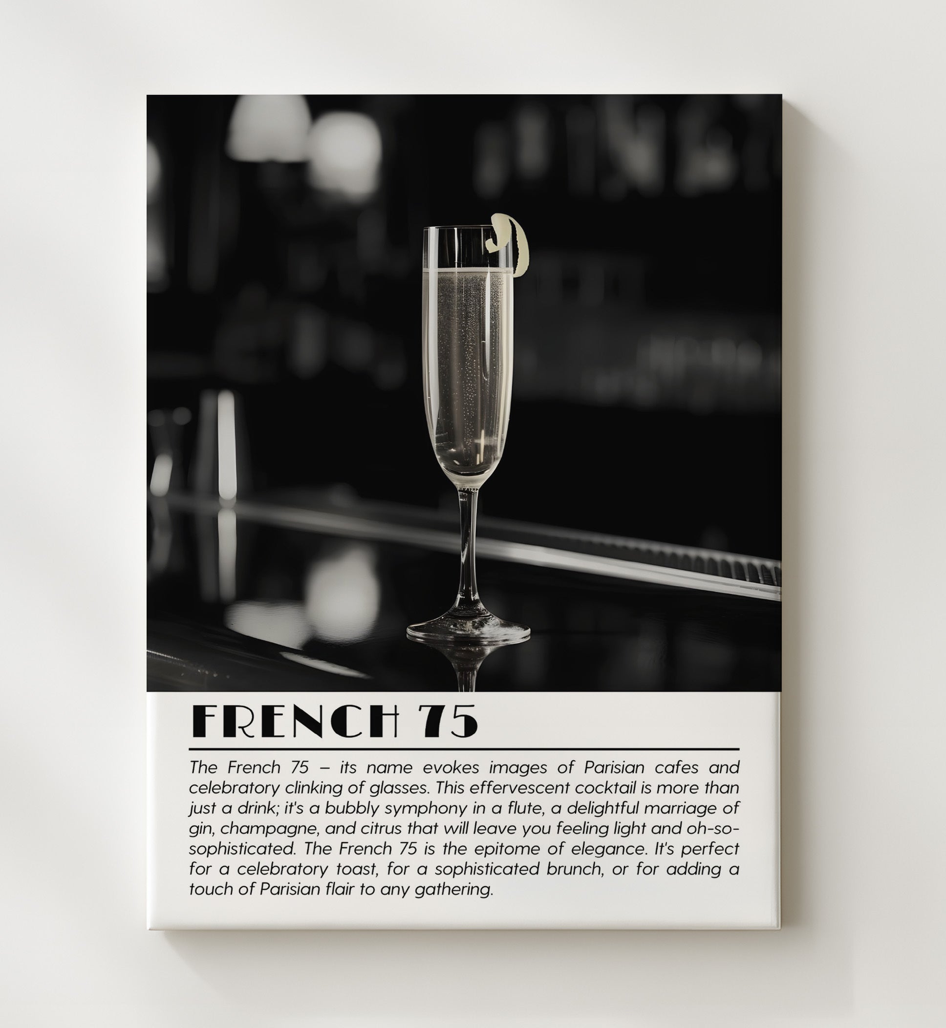 French 75 Parisian Sparkle Drinks Defined Poster - 20x24 Canvas