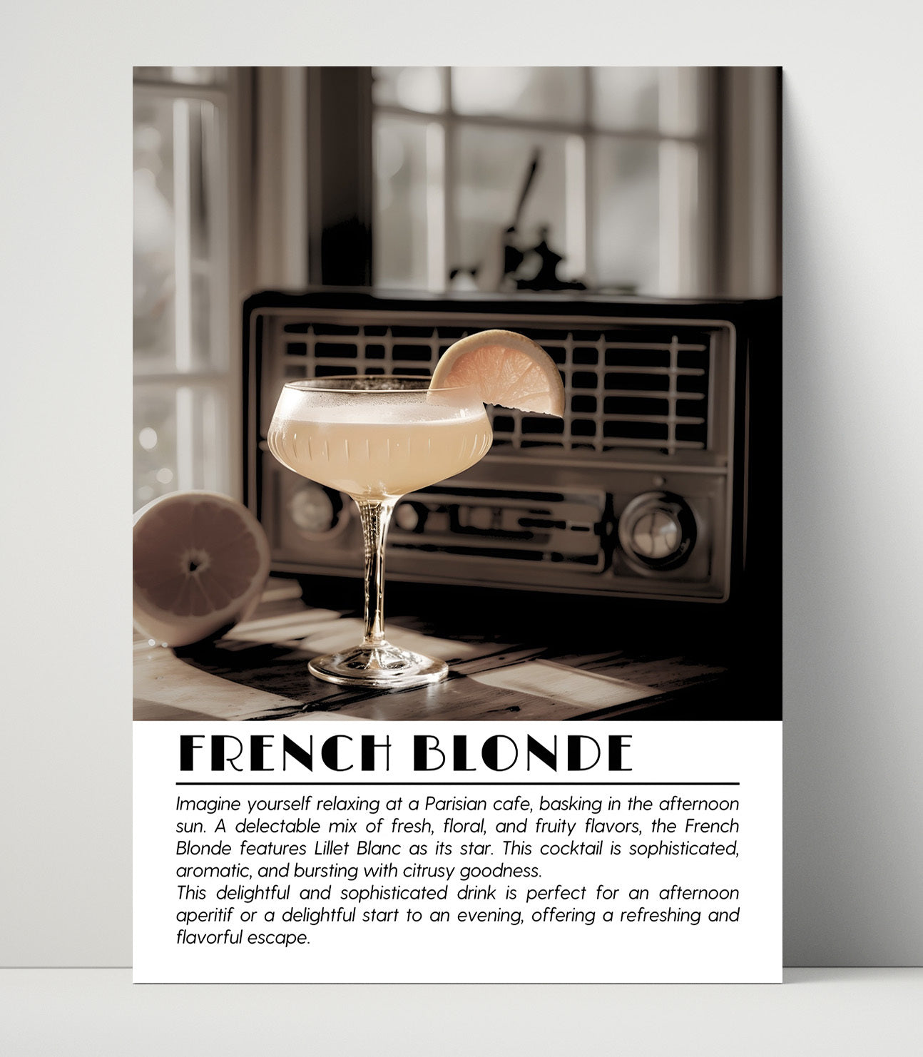 French Blonde Citrus Elegance Drinks Defined Poster - 16x20 Unframed Print