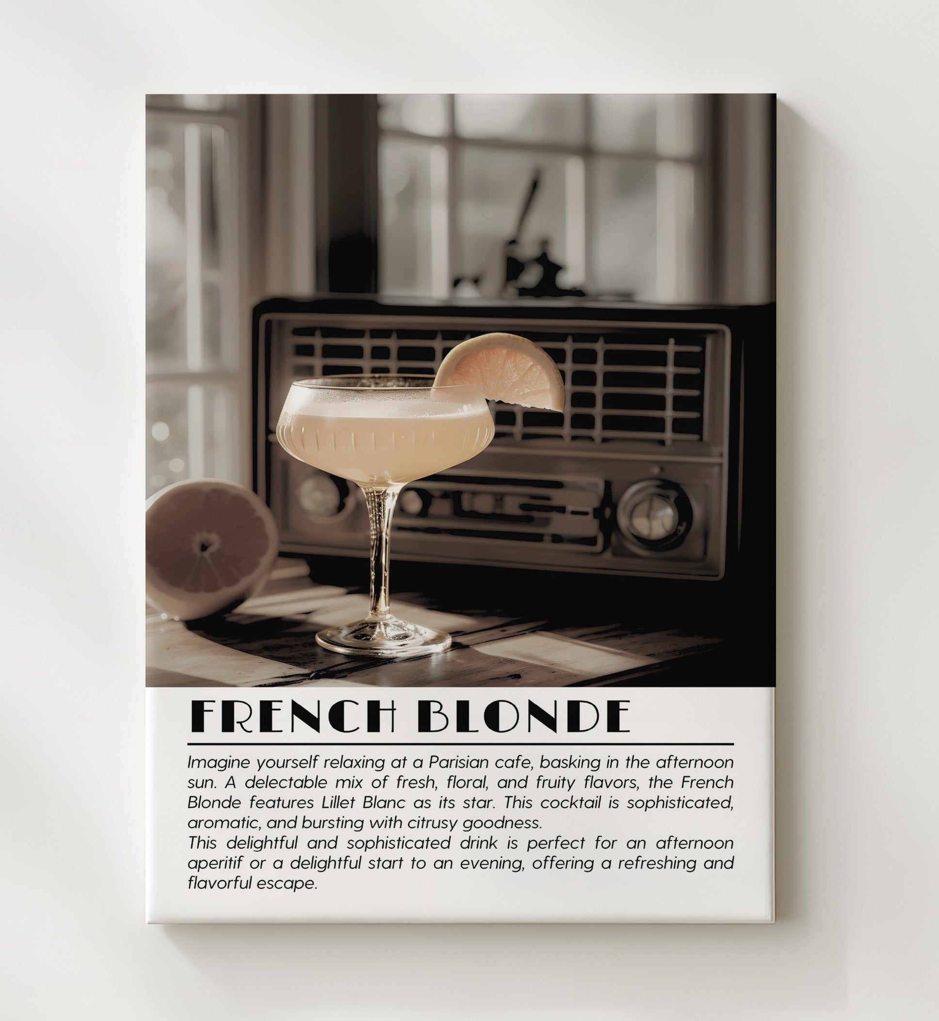 French Blonde Citrus Elegance Drinks Defined Poster - 20x24 Canvas