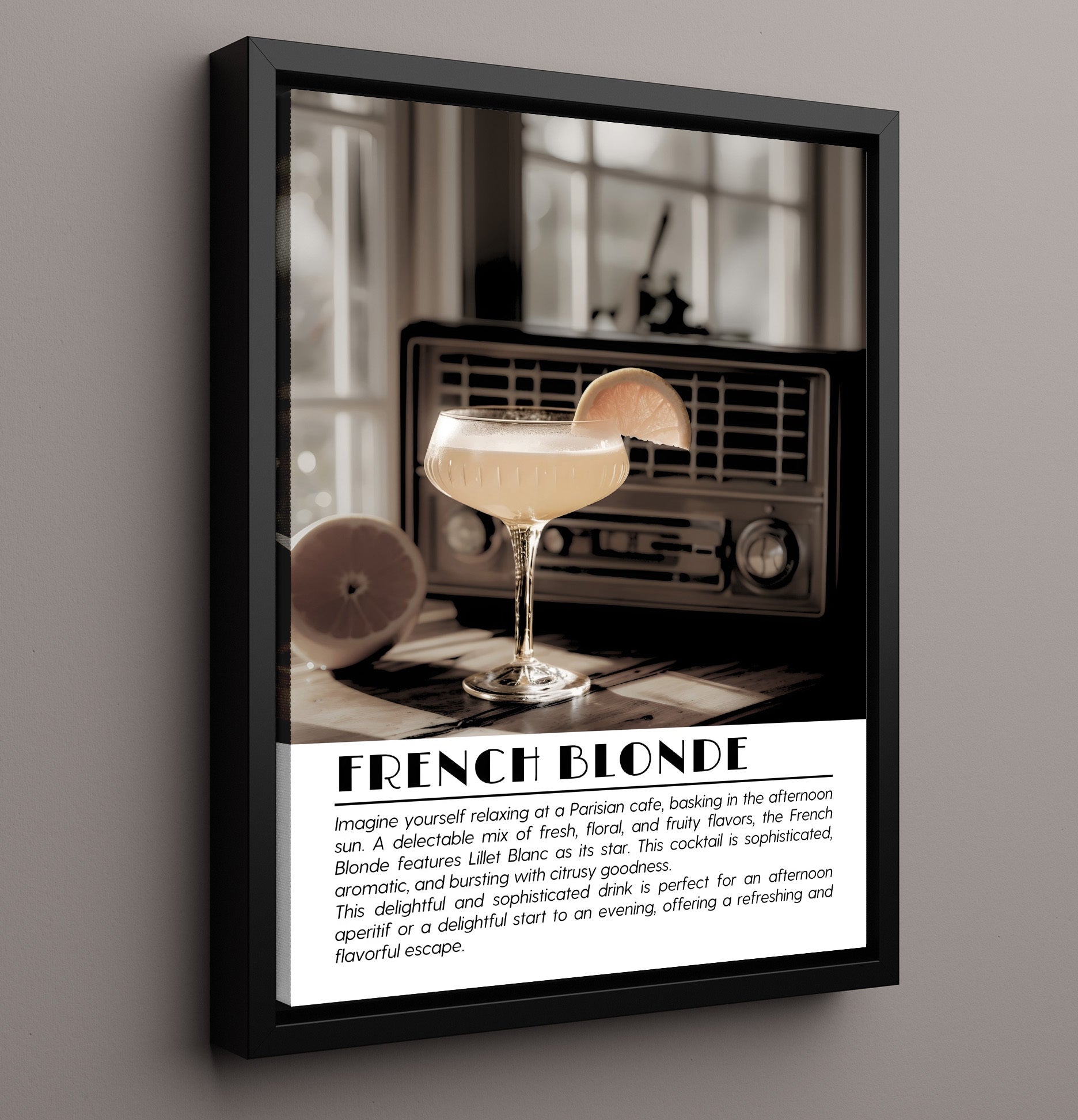 French Blonde Citrus Elegance Drinks Defined Poster - 16x20 Framed Canvas