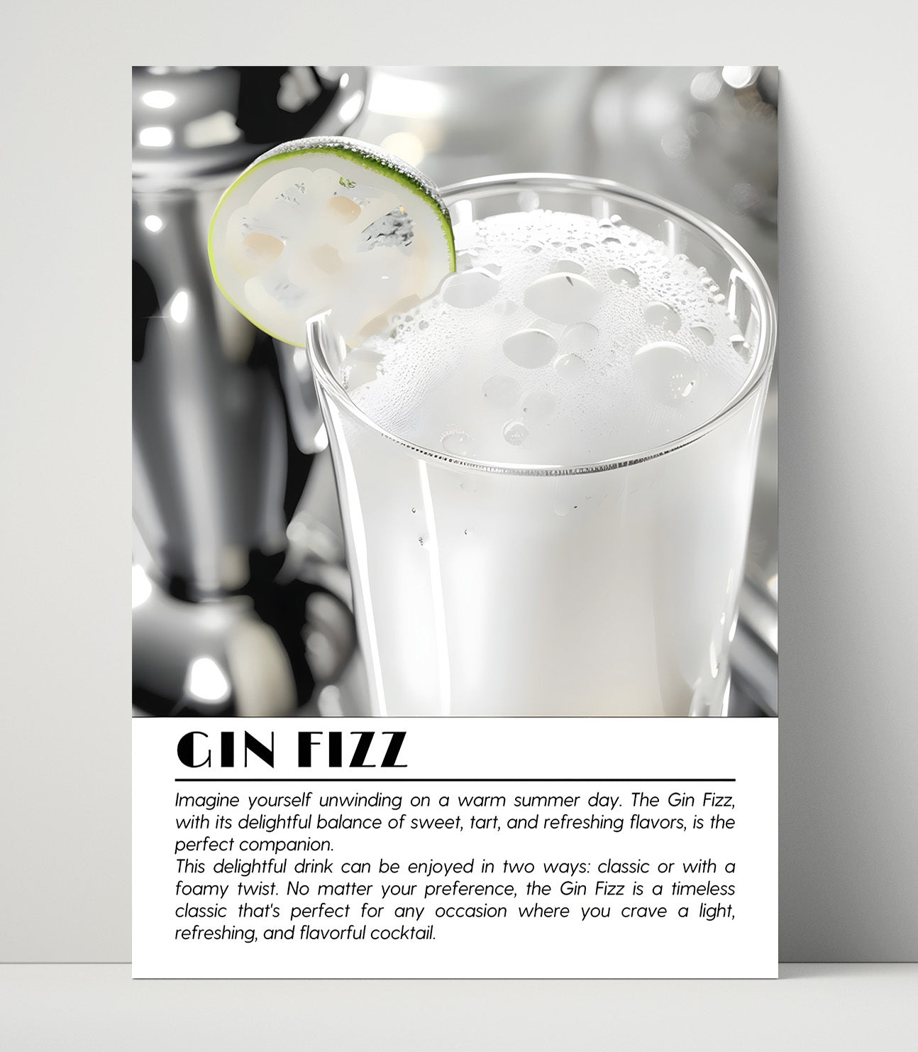 Gin Fizz Classic Refreshment Drinks Defined Poster - 16x20 Unframed Print