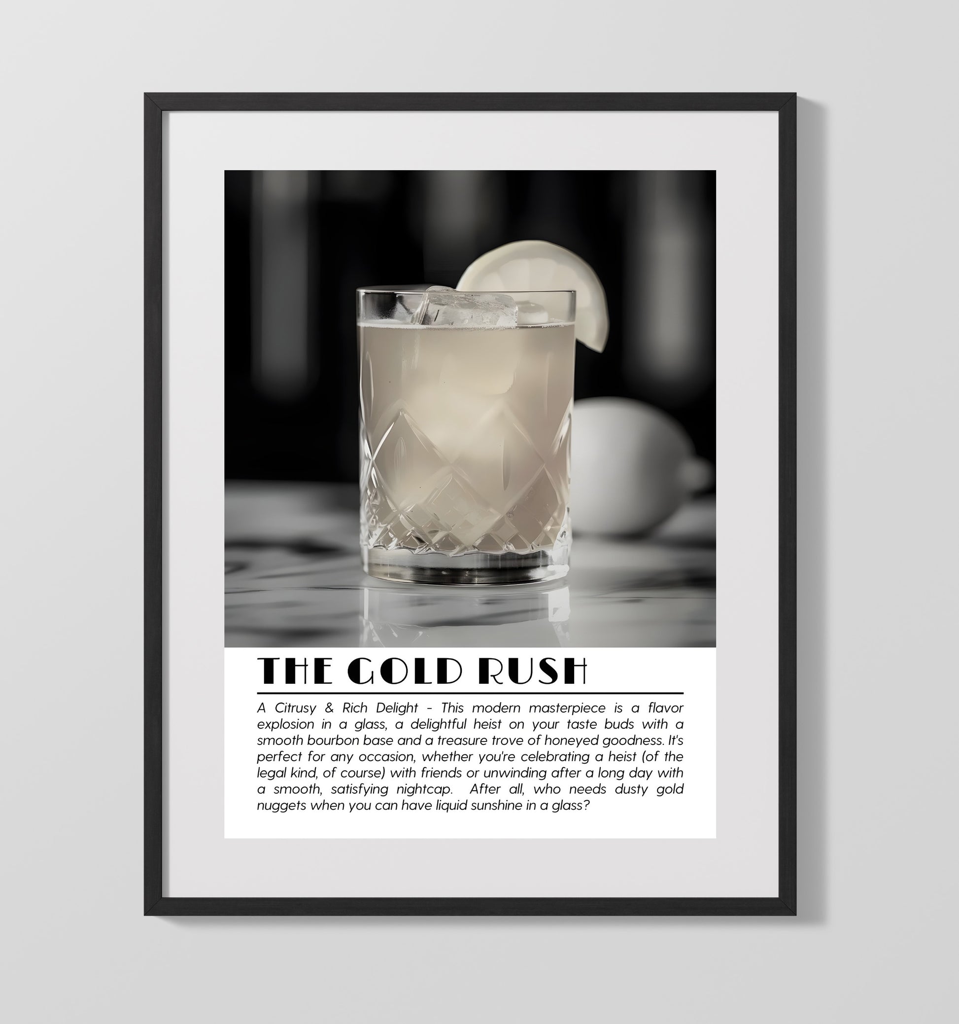 Gold Rush Honey Bourbon Drinks Defined Poster - 16x20 Gallery Frame