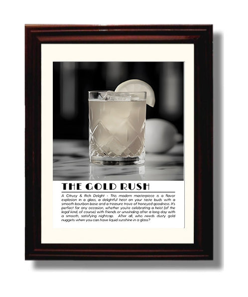 Gold Rush Honey Bourbon Drinks Defined Poster - 8x10 Beveled Frame