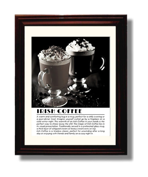 Irish Coffee Cozy Classic Drinks Defined Poster - 8x10 Beveled Frame