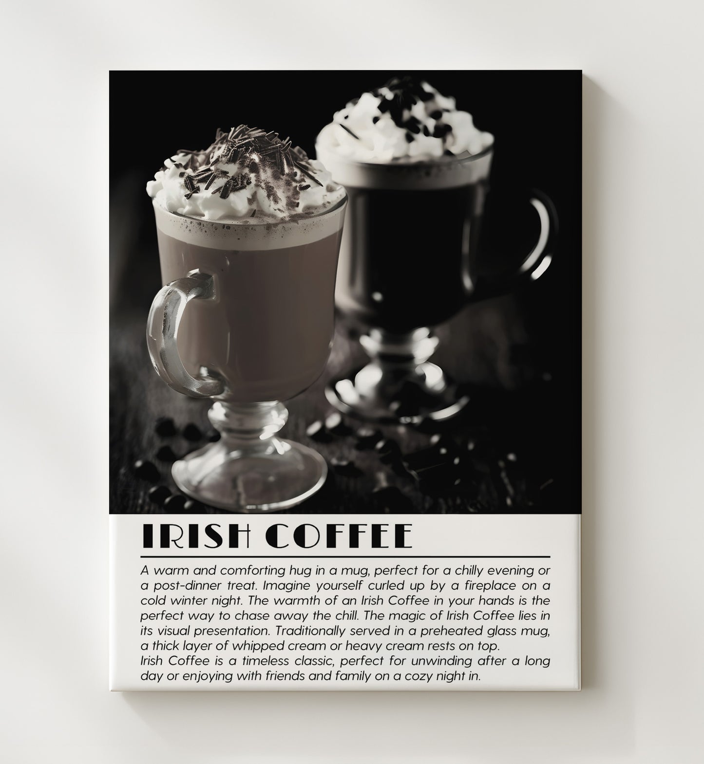 Irish Coffee Cozy Classic Drinks Defined Poster - 20x24 Canvas