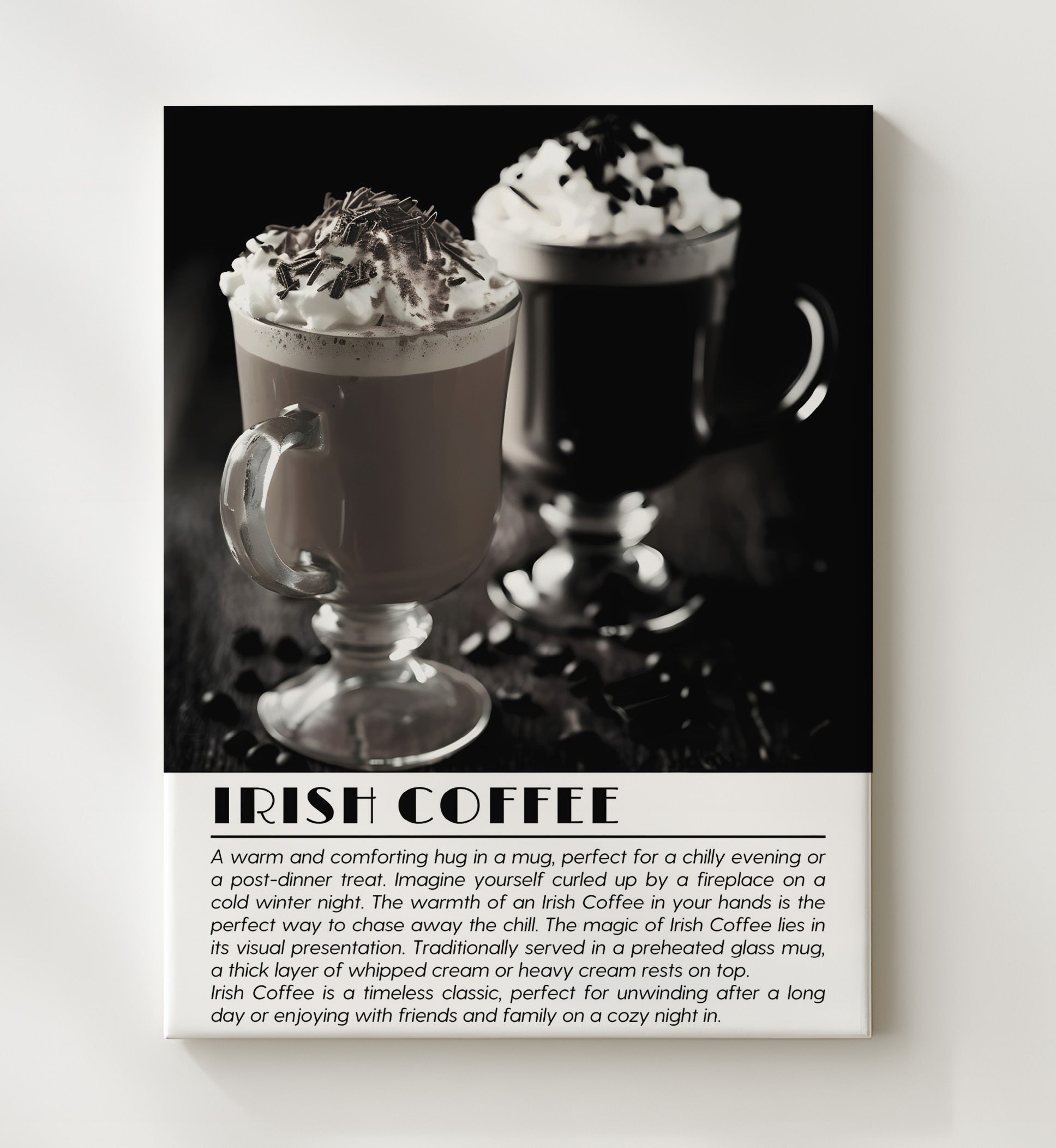 Irish Coffee Cozy Classic Drinks Defined Poster - 20x24 Canvas