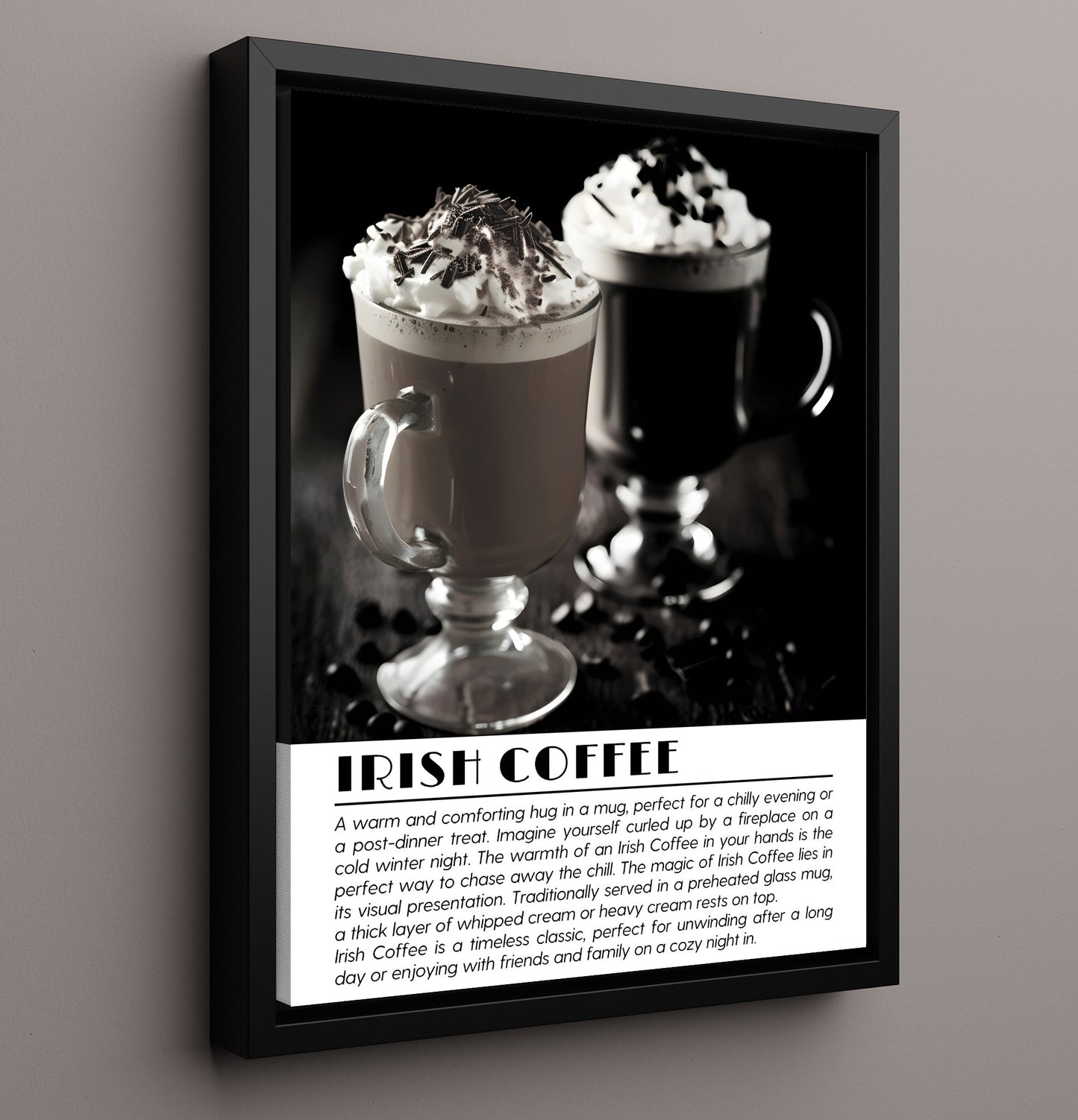 Irish Coffee Cozy Classic Drinks Defined Poster - 16x20 Framed Canvas
