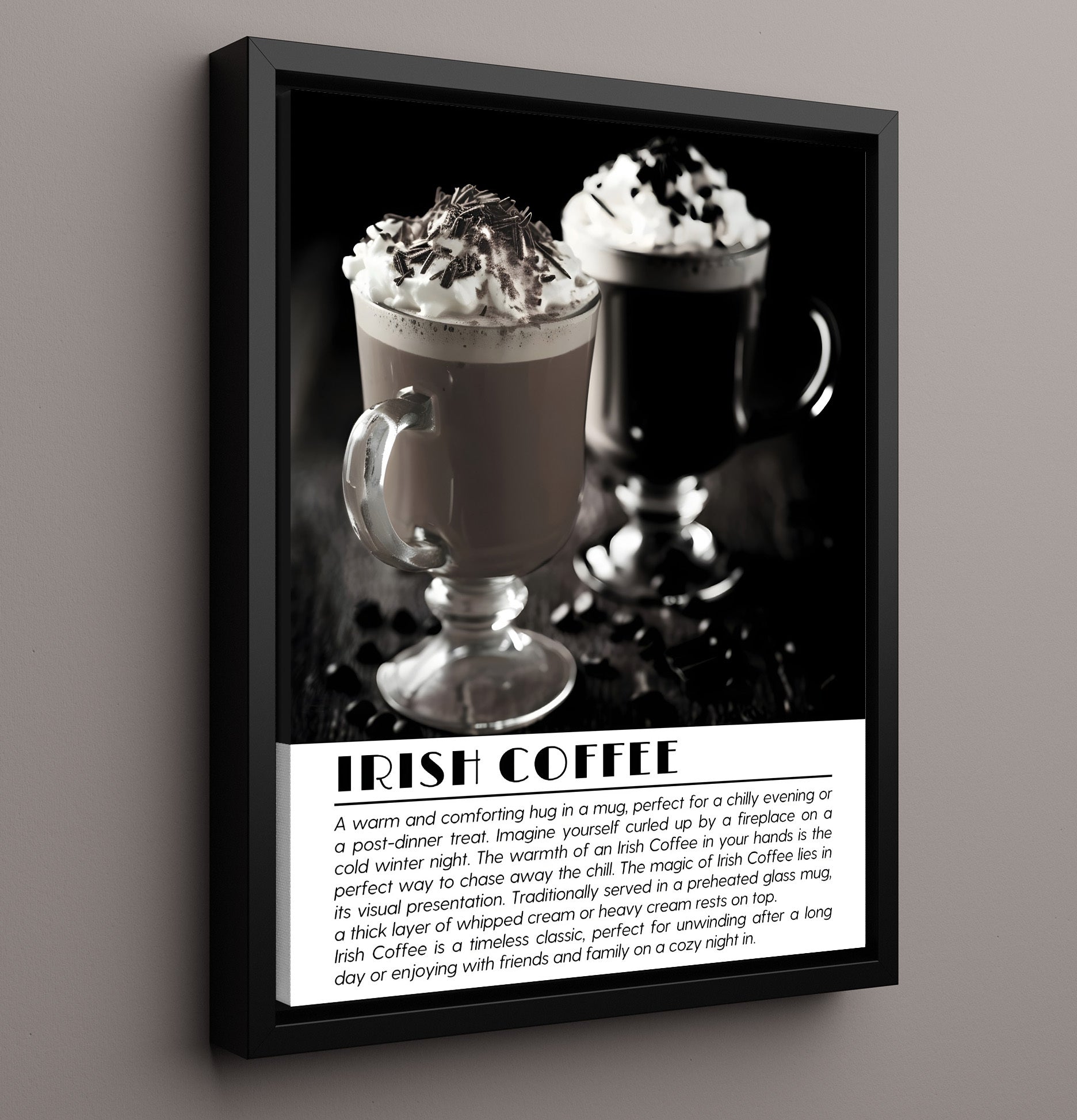 Irish Coffee Cozy Classic Drinks Defined Poster - 16x20 Framed Canvas